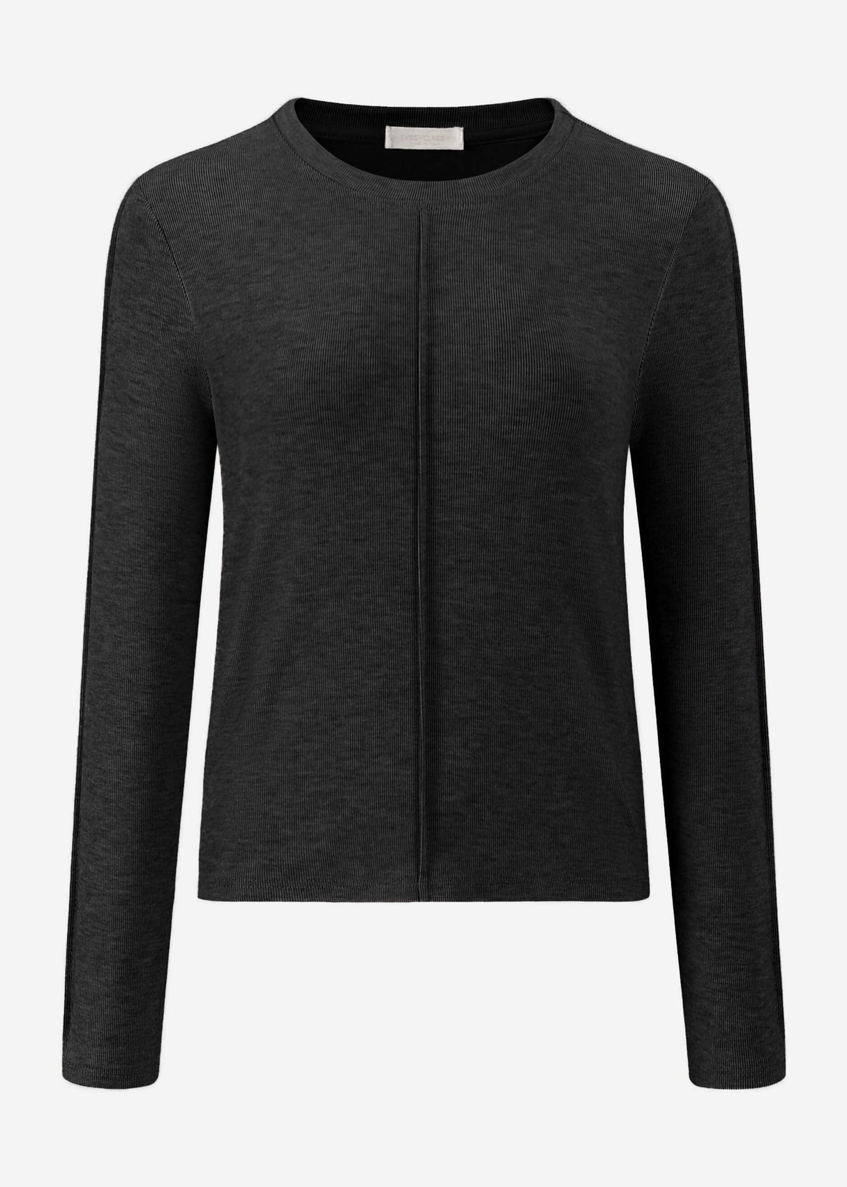 Long-sleeved shirt with decorative seam - dark grey mottled