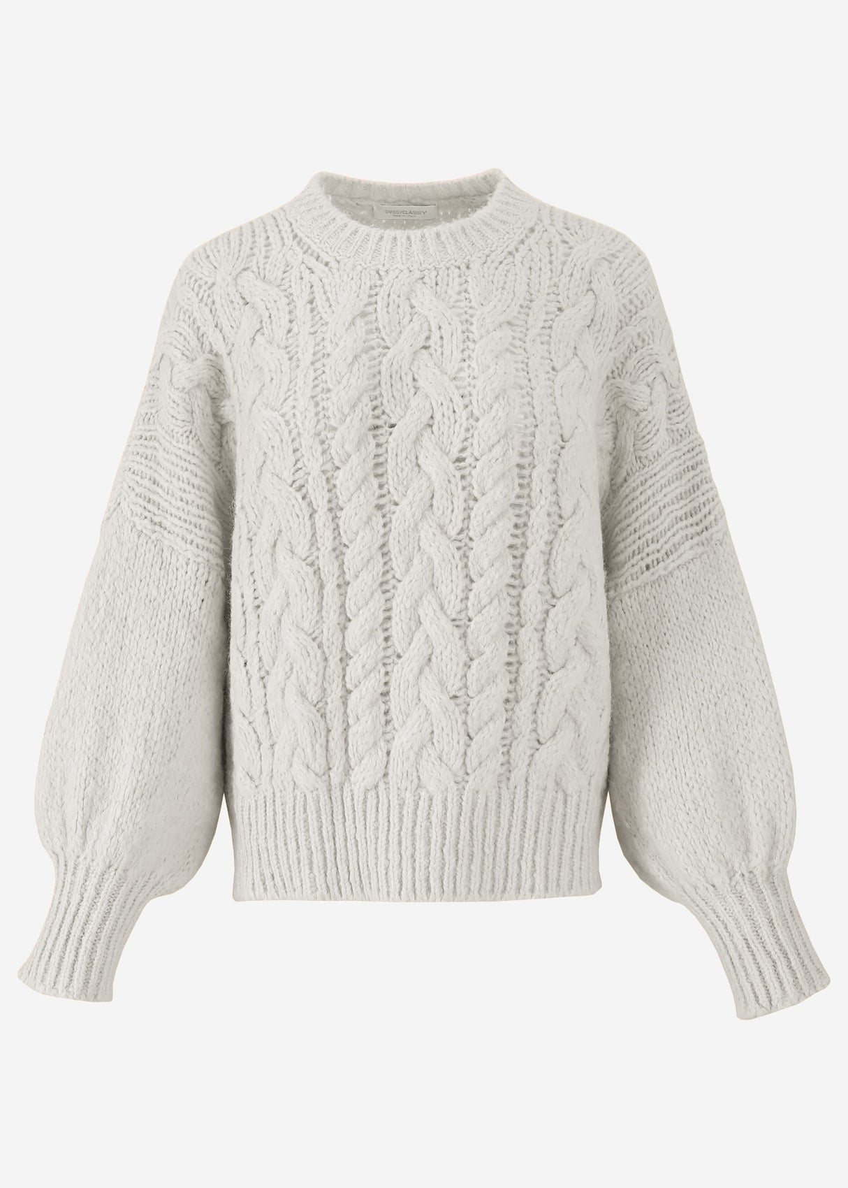 Super fluffy cable-knit sweater - grey