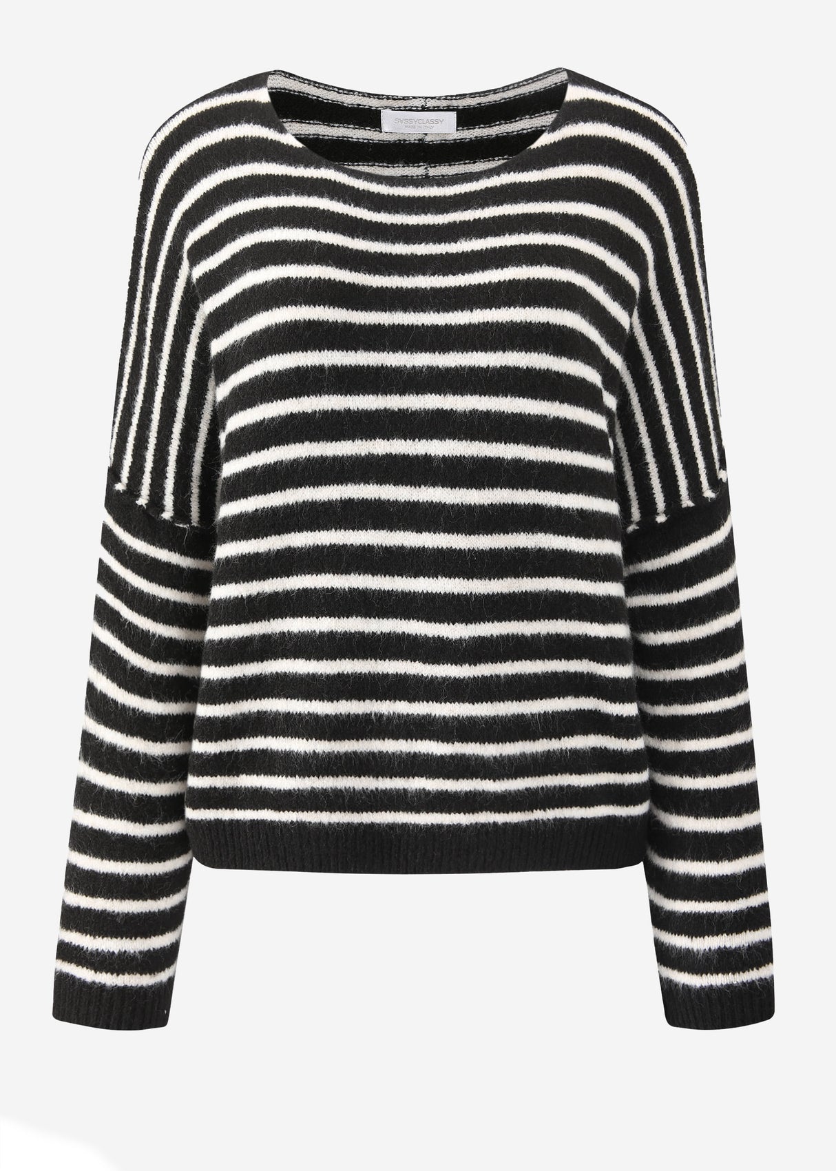 Striped oversize sweater with back seam - black -offshite