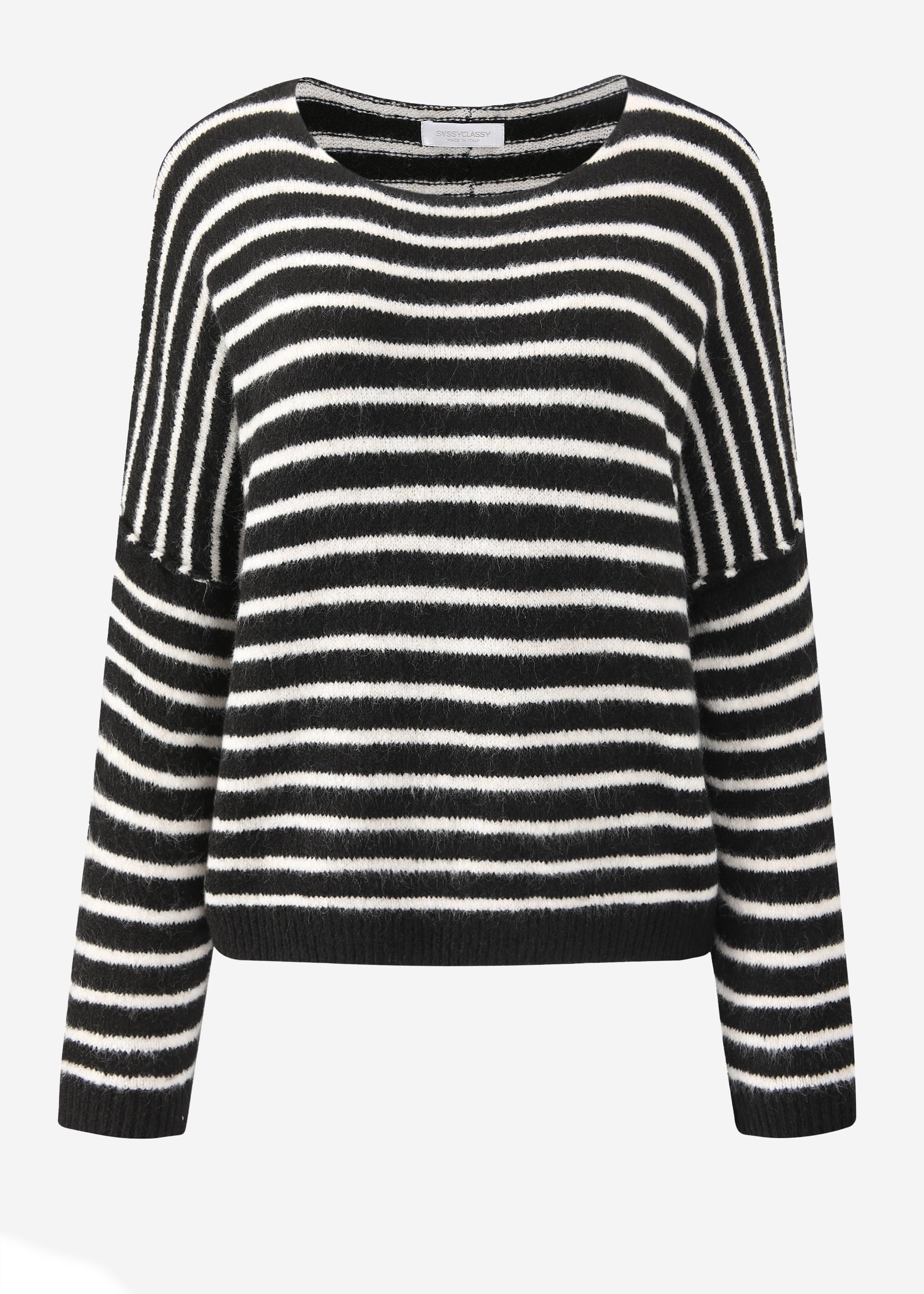 Striped oversize sweater with back seam - black -offshite