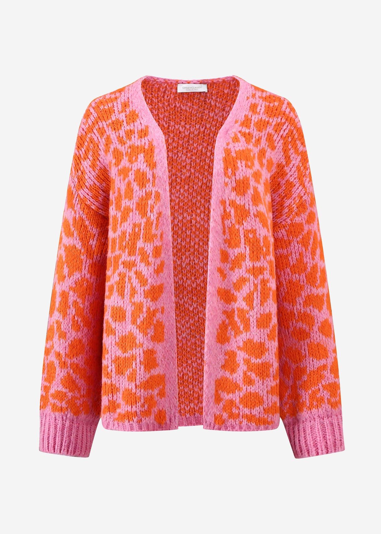 Short cardigan with leo print - pink-orange