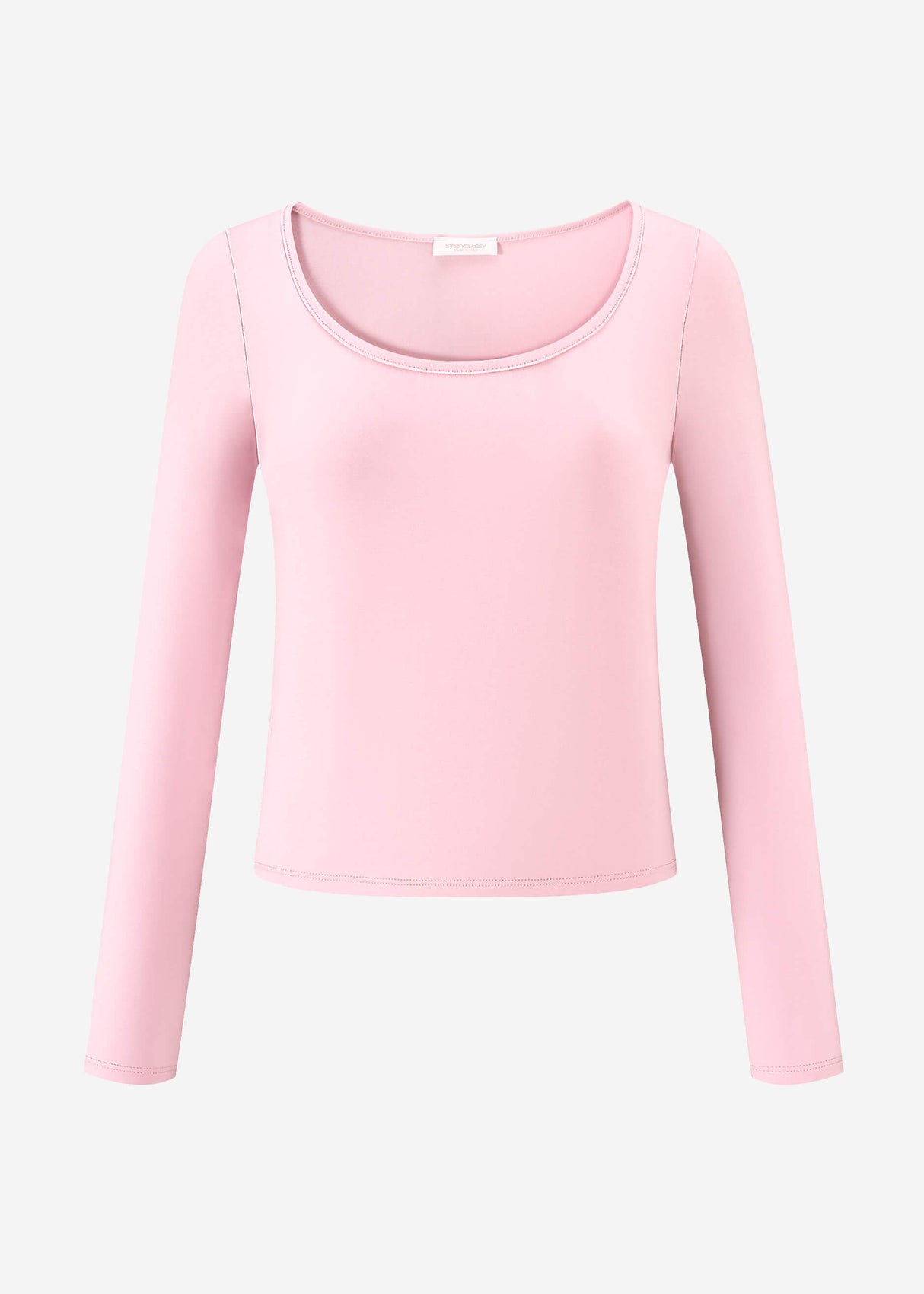 Long-sleeved shirt with neckline - pink