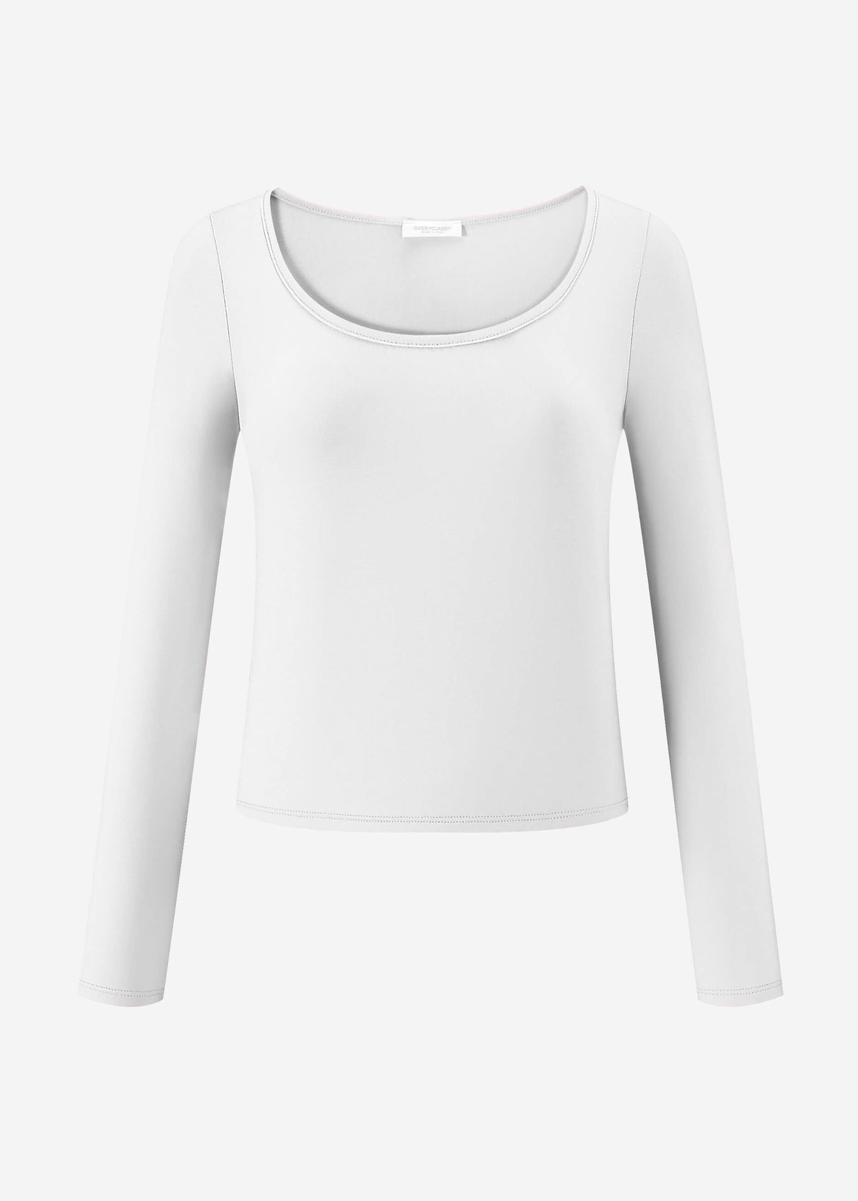 Long-sleeved shirt with neckline - off-white