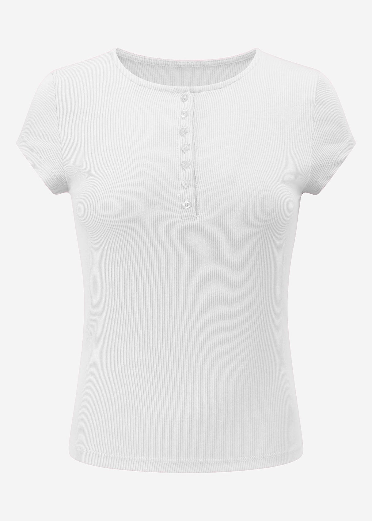 Ribbed button-front T-shirt - off-white