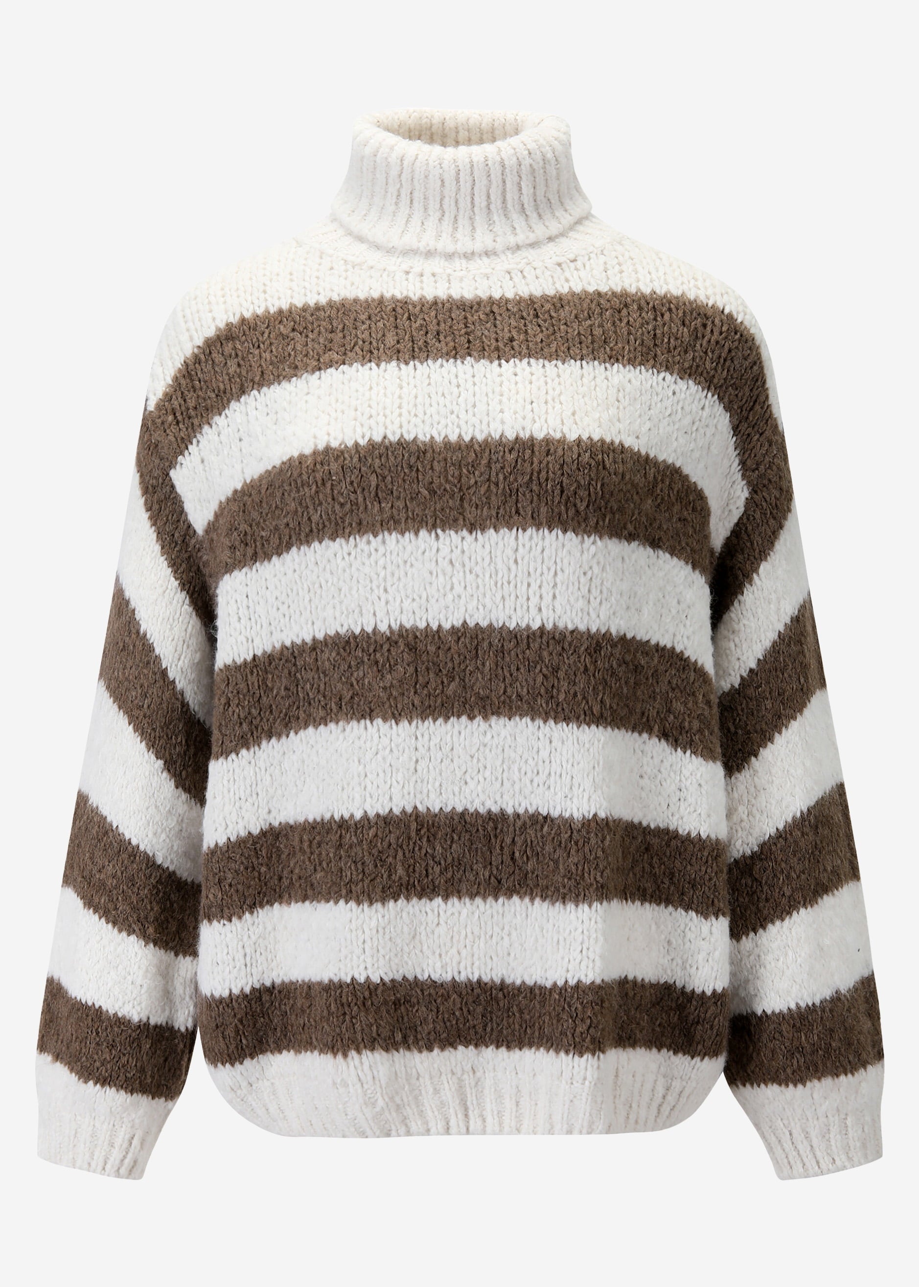 Gestreifter oversize Rollkragenpullover - offwhite
