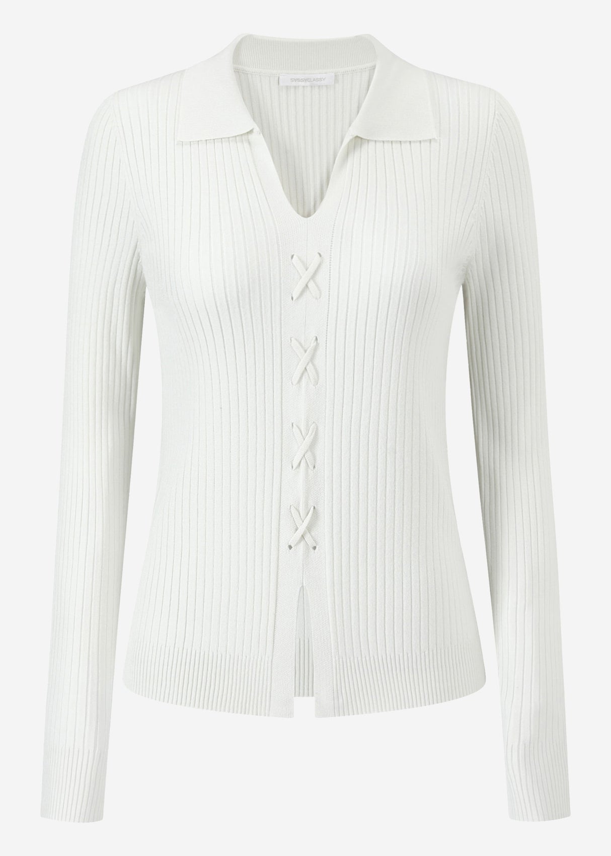 Strickoberteil mit Schnürdetail - offwhite