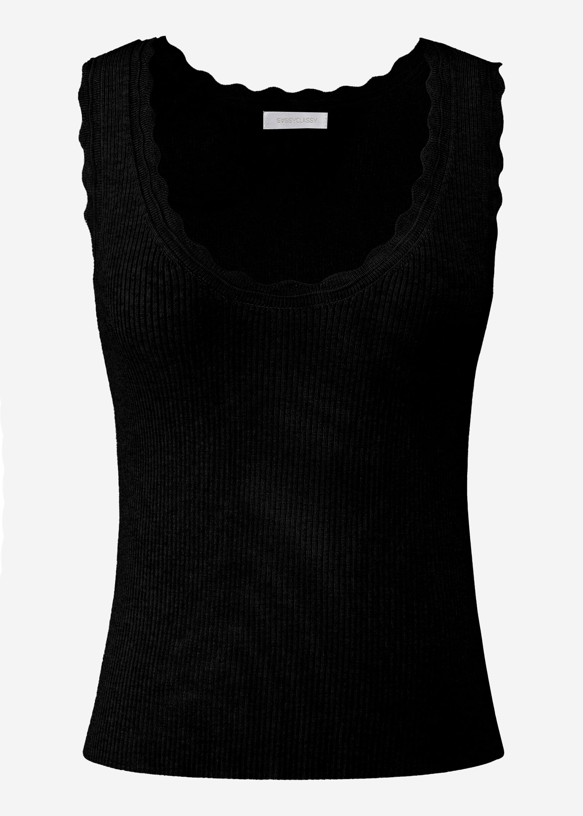 Tank top with scalloped edge - black