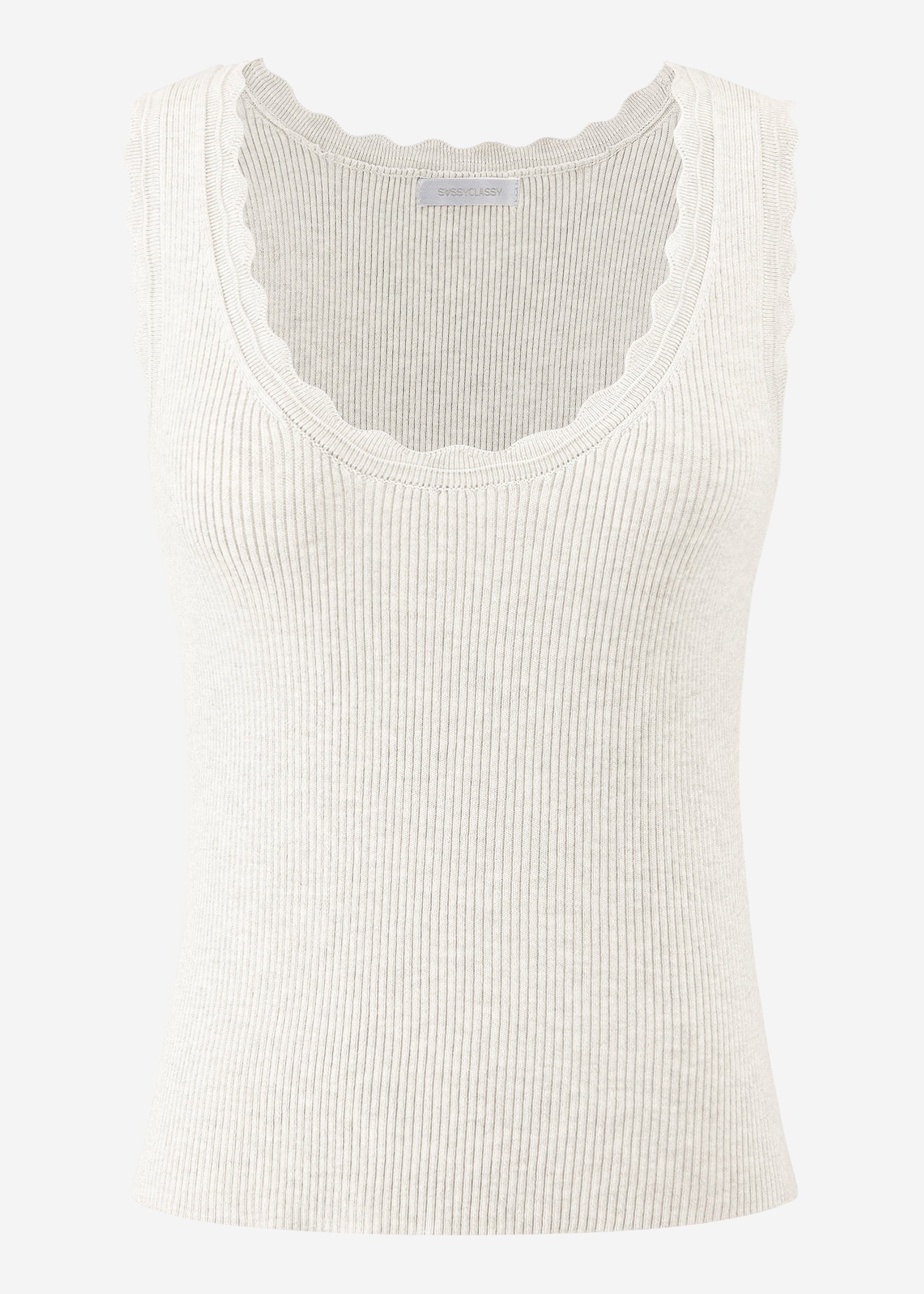 Tank top with scalloped edge - light grey