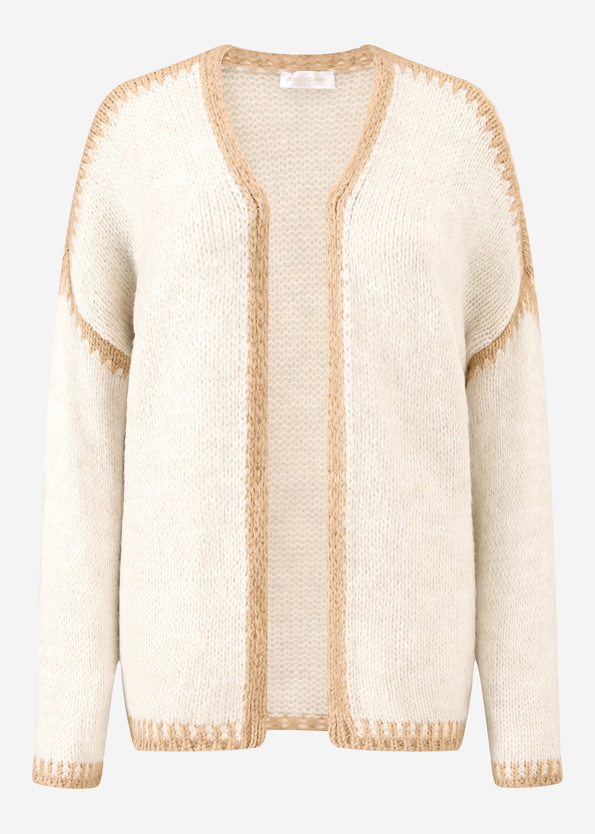 Cardigan with contrasting panels - beige