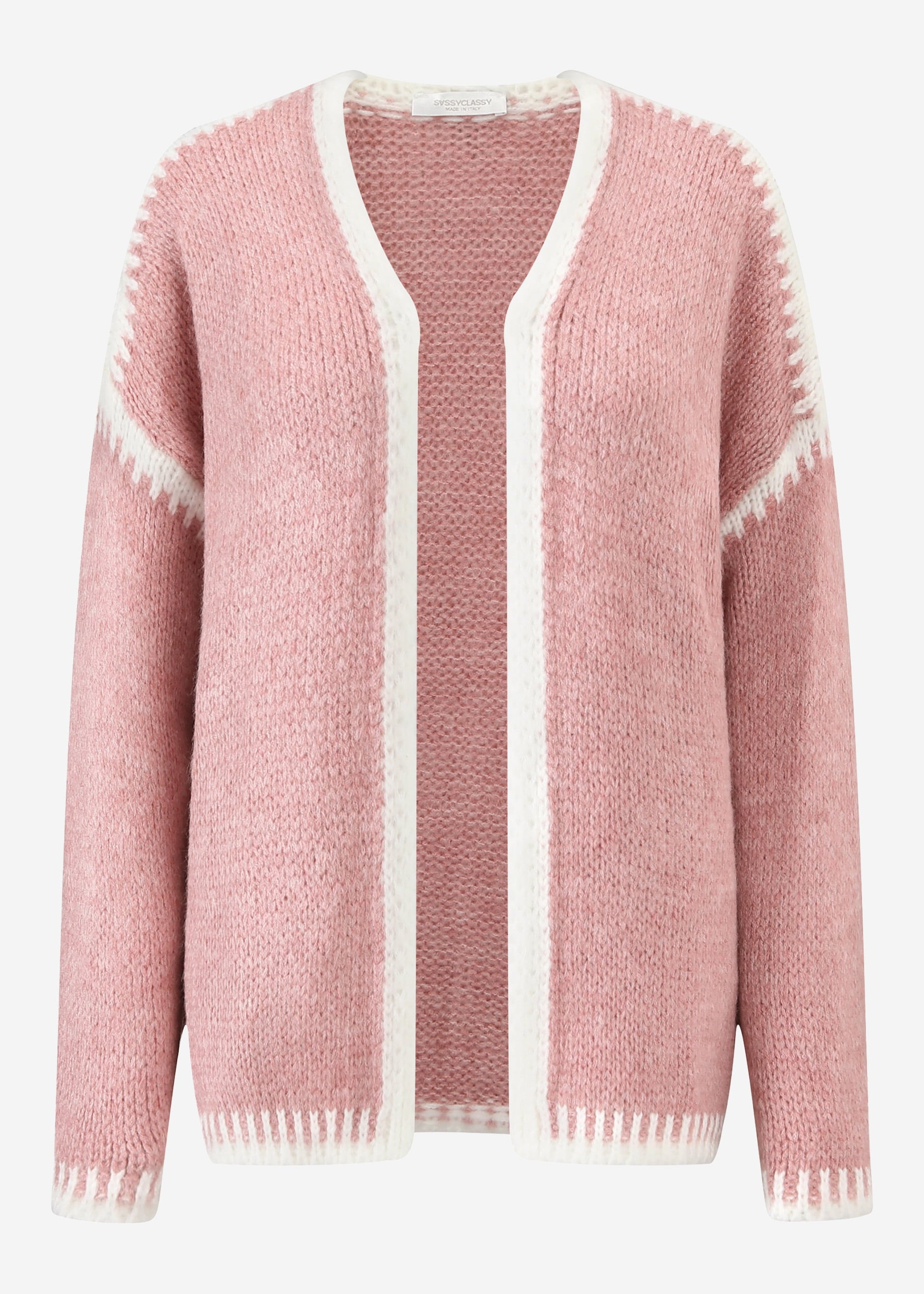 Strickjacke mit kontrastierenden Blenden - altrosa
