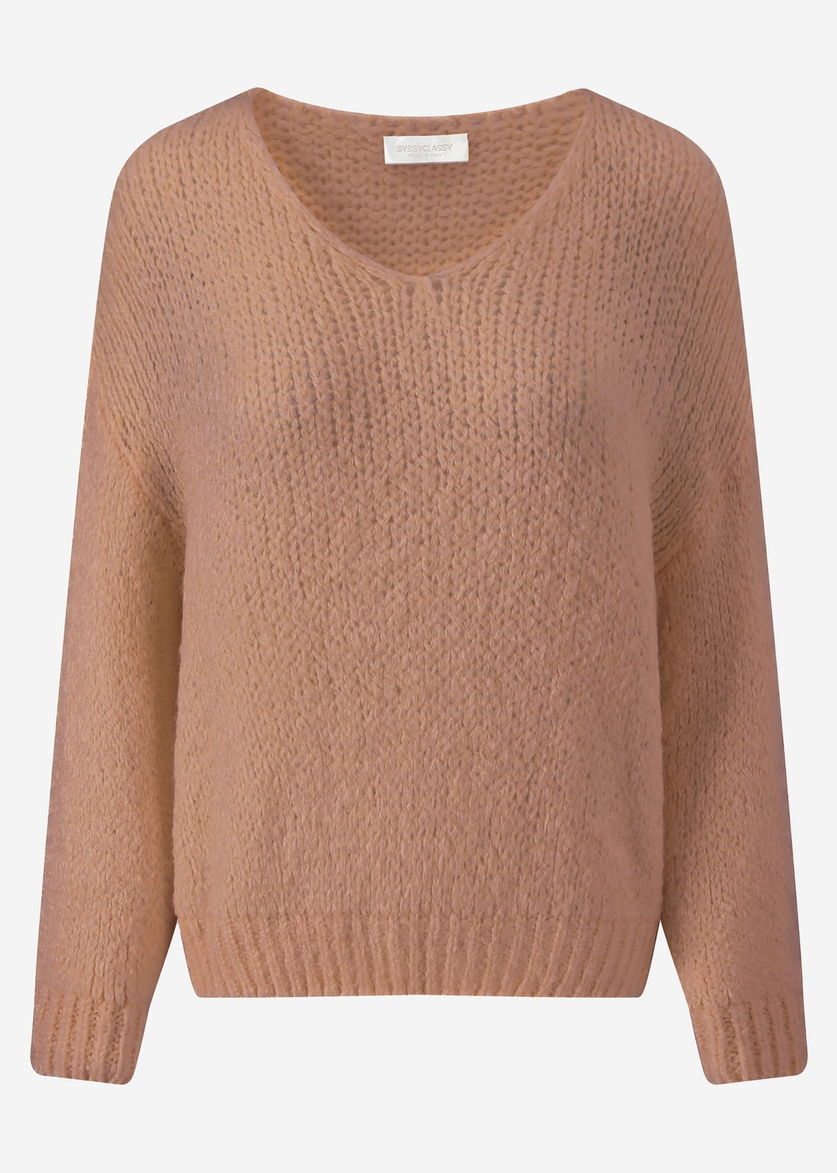 Oversized V-neck sweater - light brown