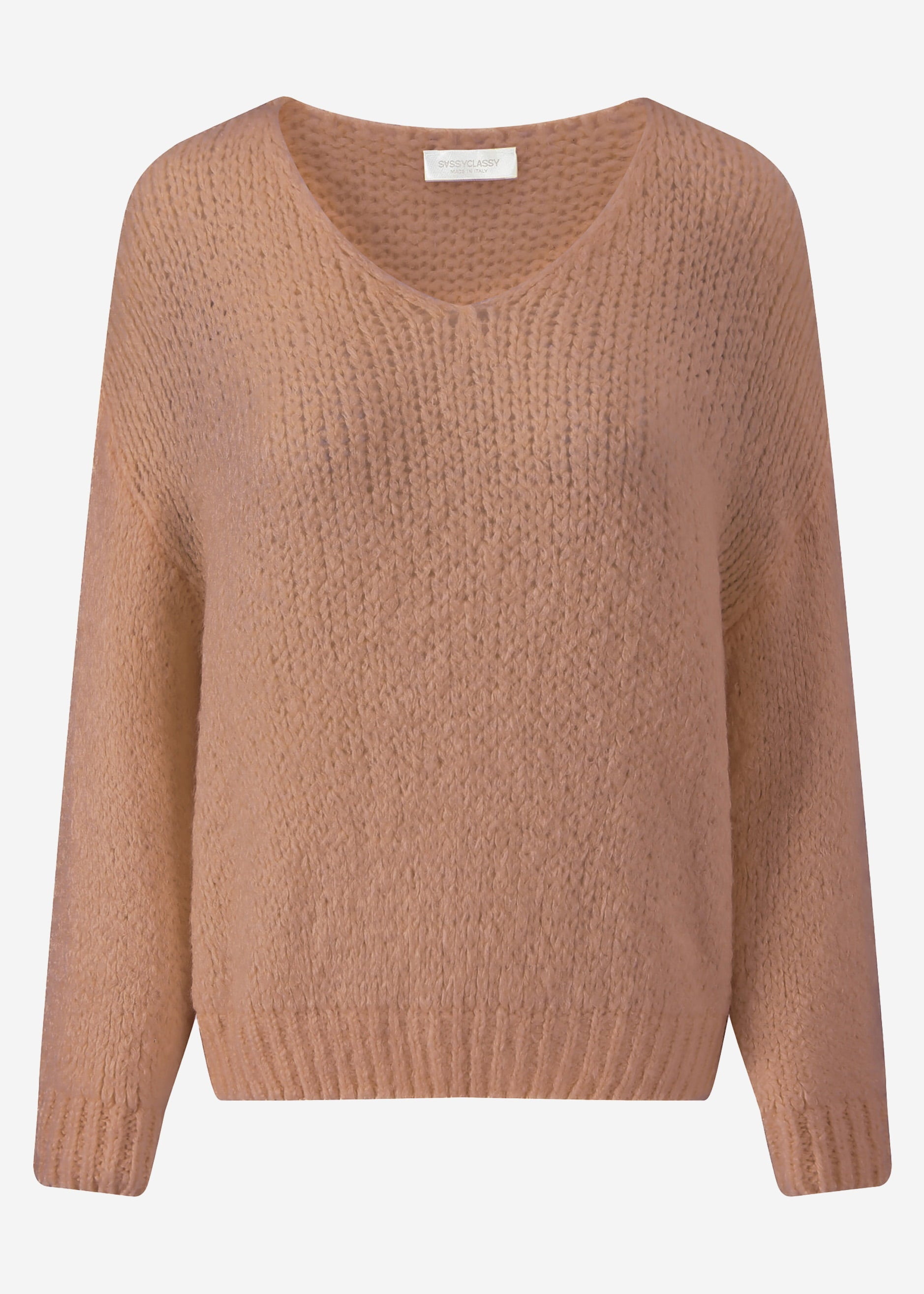 Oversized V-neck sweater - light brown