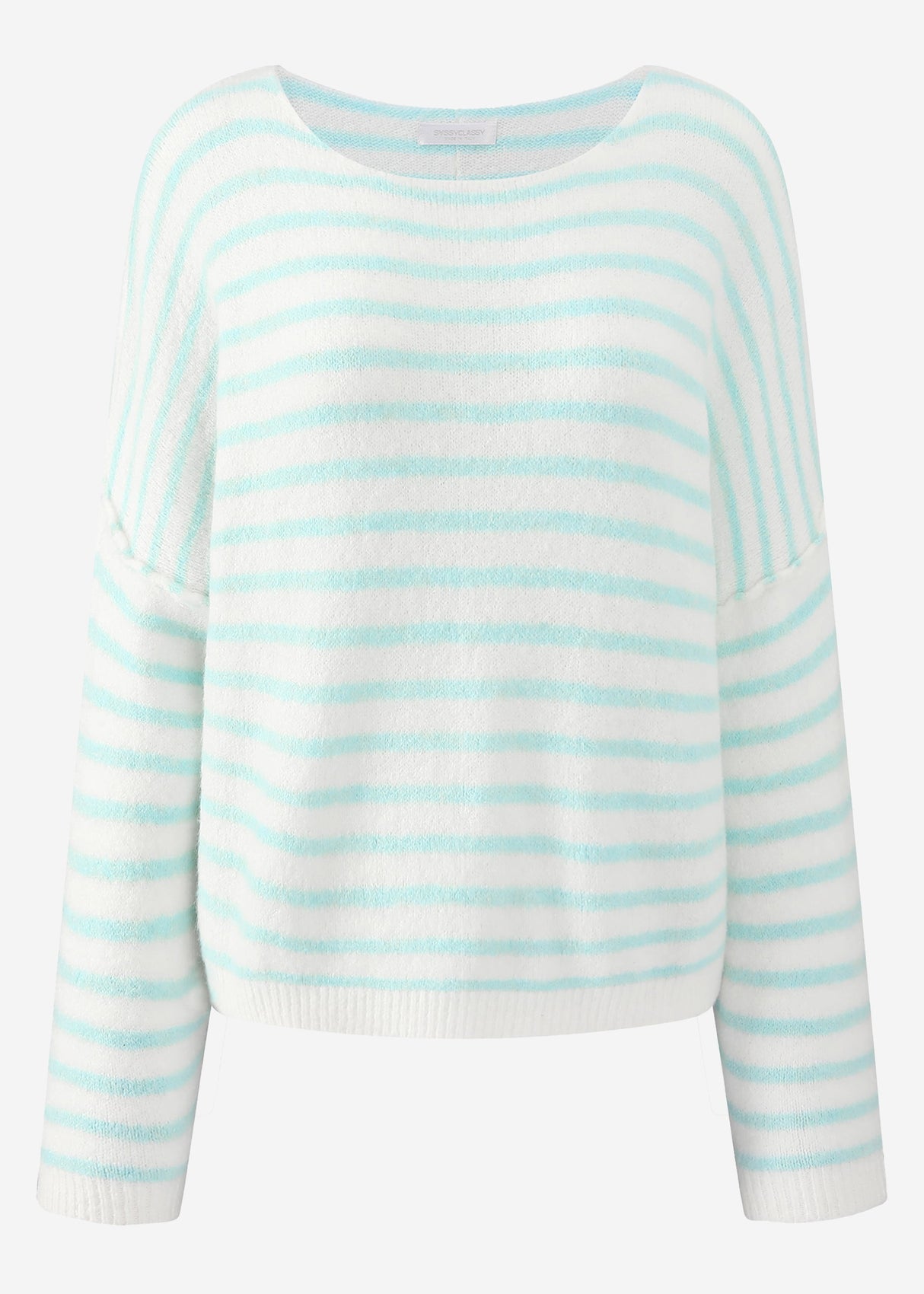 Striped oversized sweater with back seam - light blue-off-white