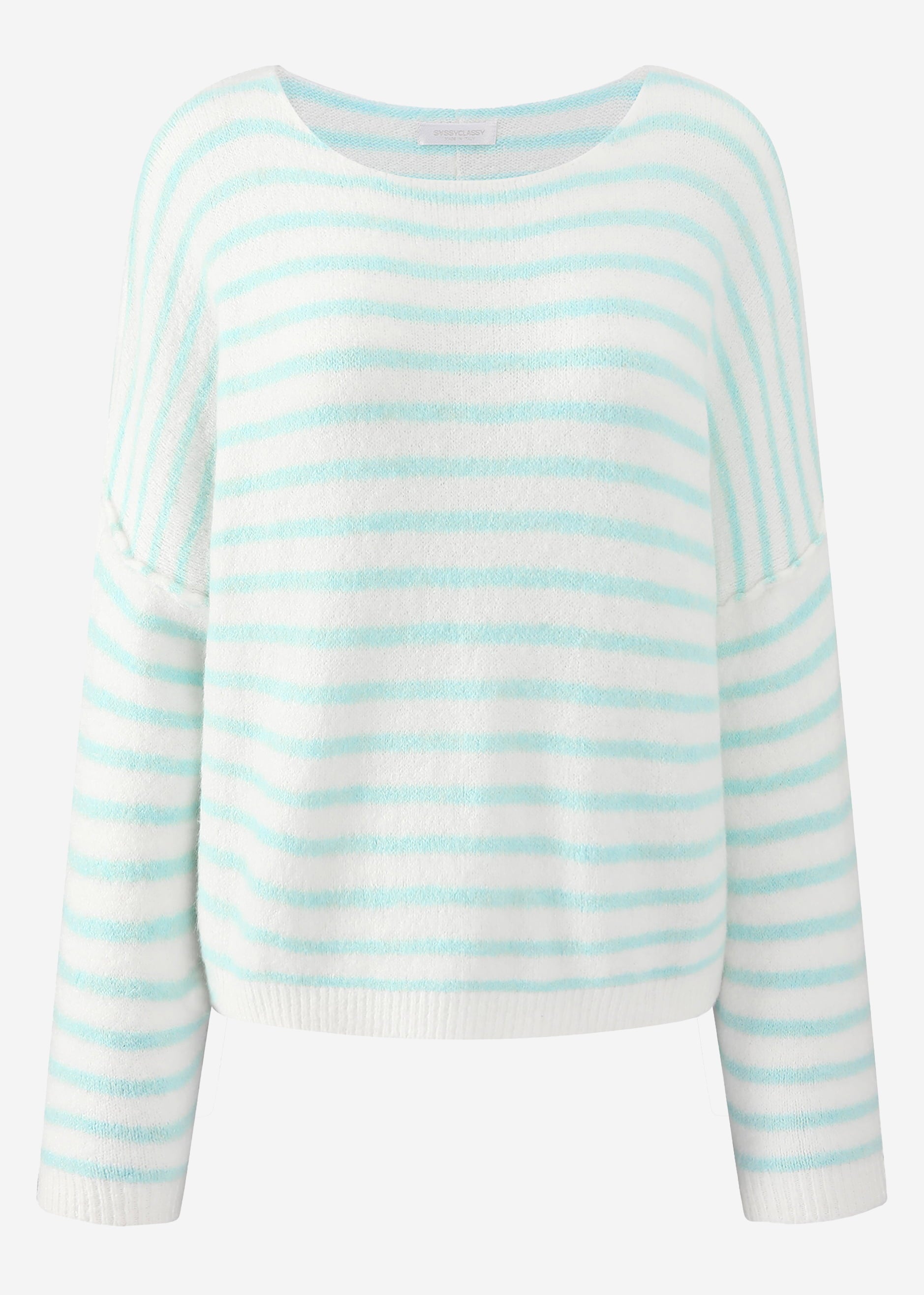 Striped oversized sweater with back seam - light blue-off-white