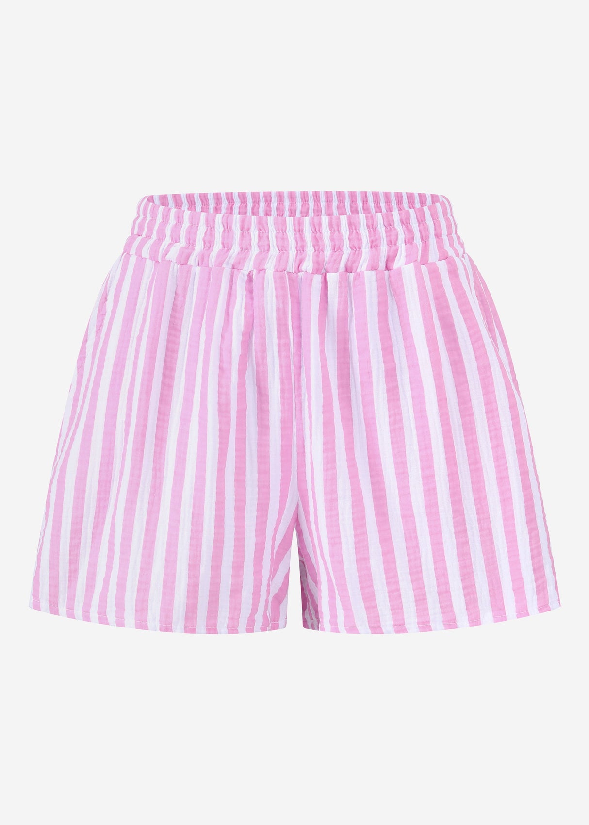 Gestreifte Musselin Shorts - rosa