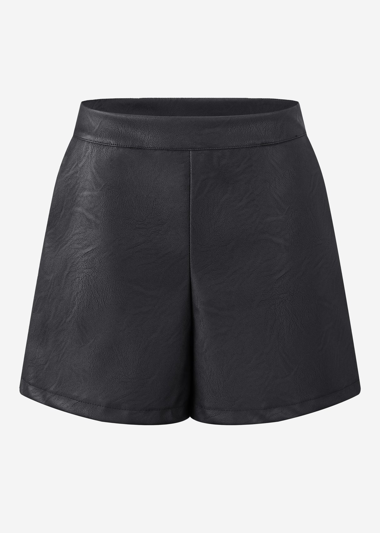 Leather-look shorts - black