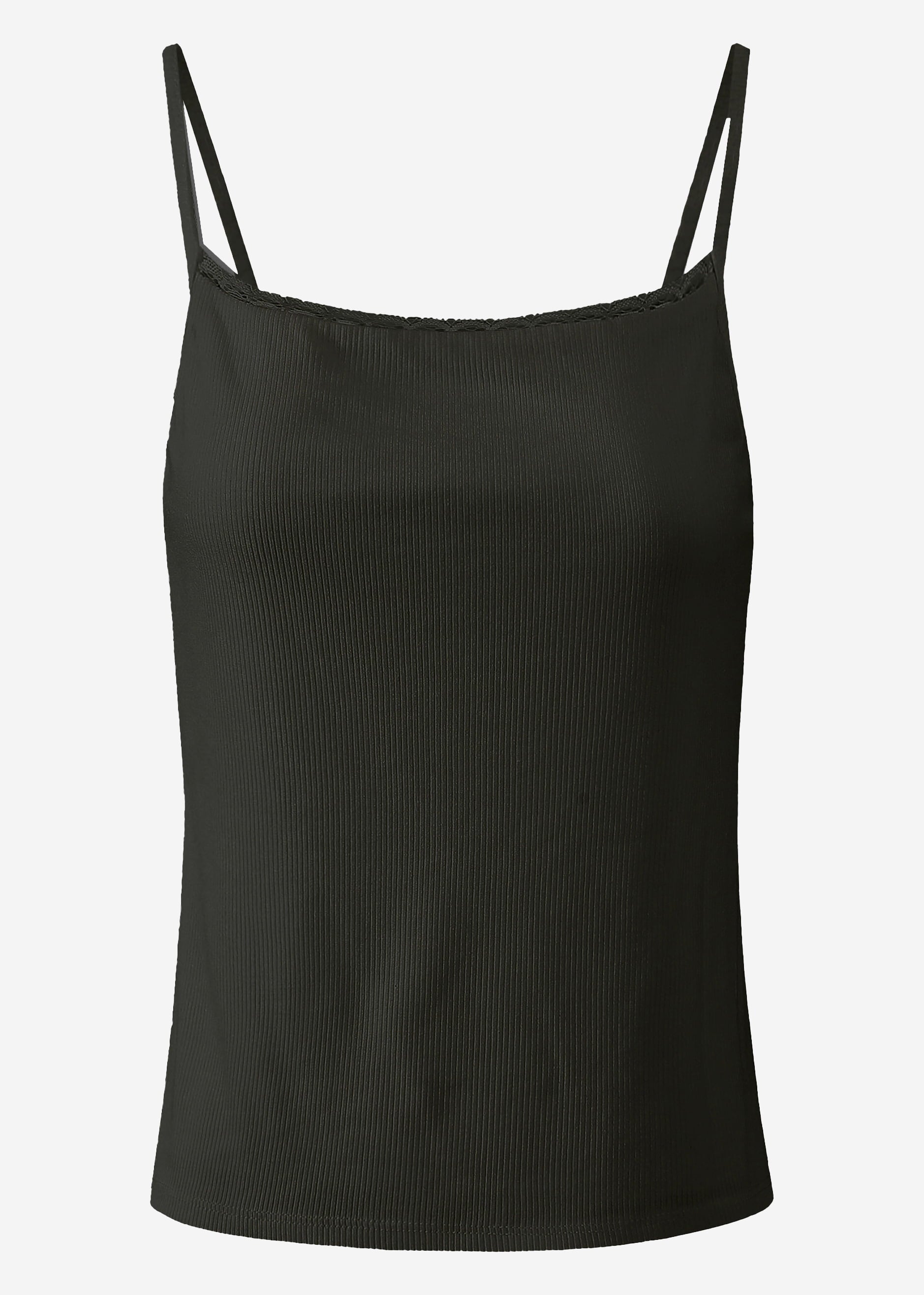 Strap top with lace - black