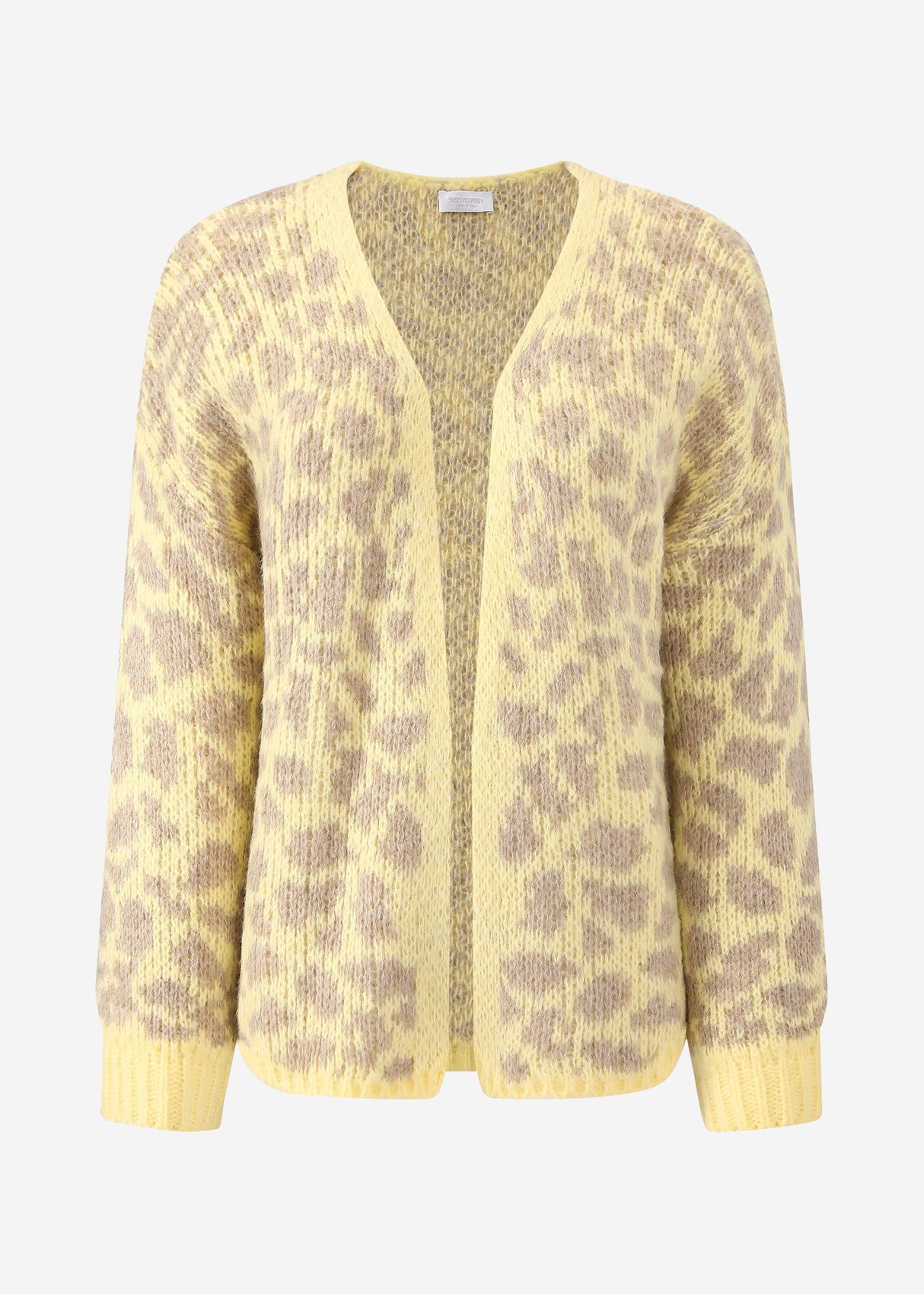Kurzer Cardigan mit Leo-Print - gelb-beige