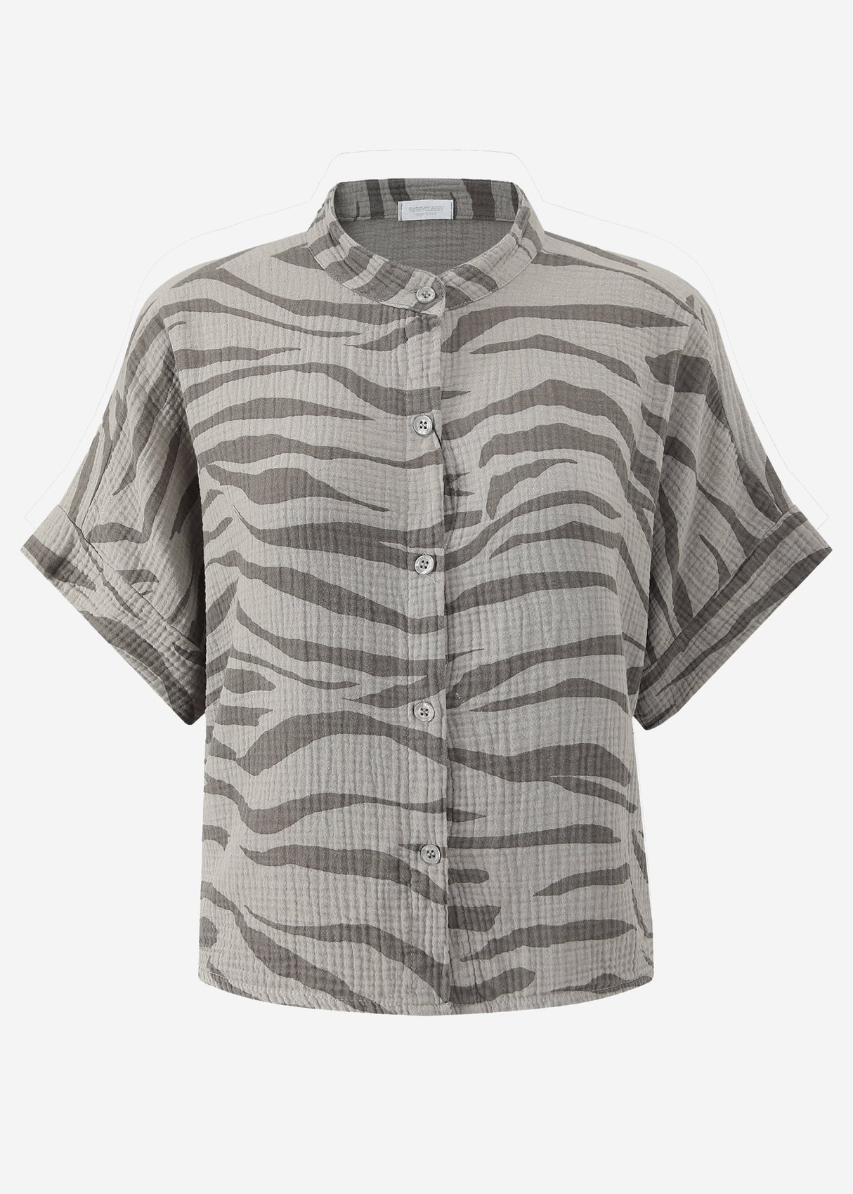 Muslin blouse with zebra print - taupe