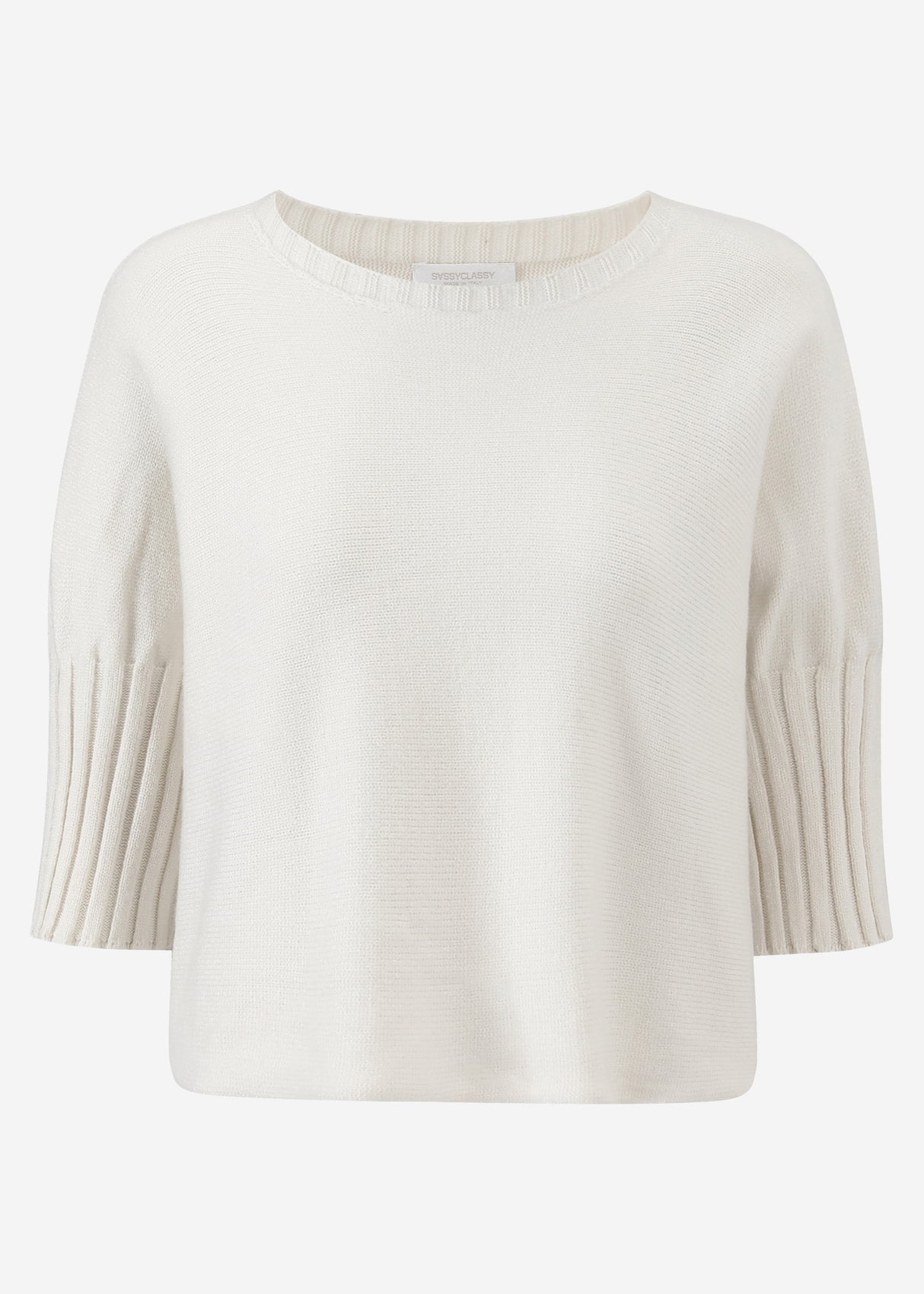 Short-sleeved crop sweater - off-white