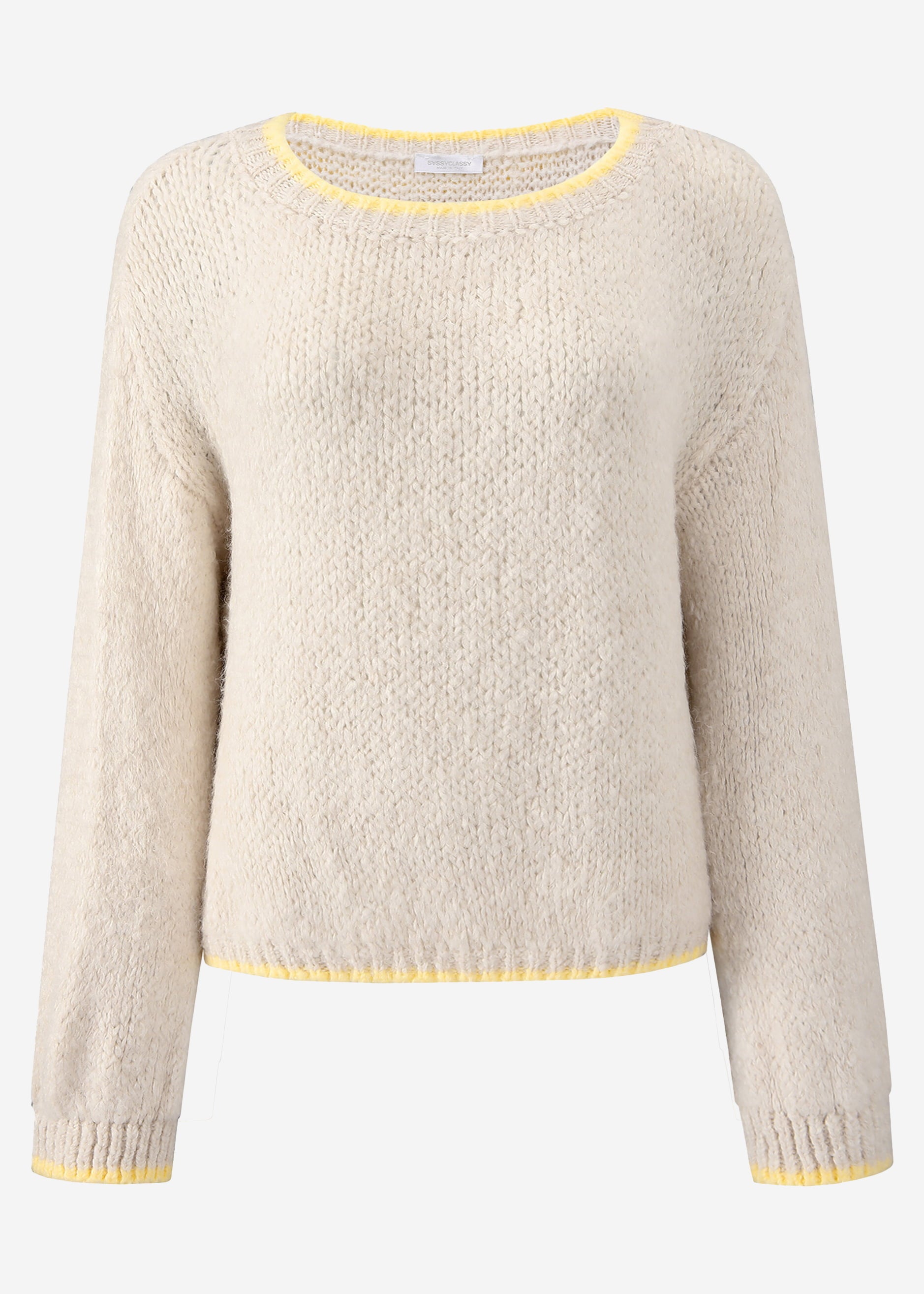 Pullover mit gelber Blende - offwhite