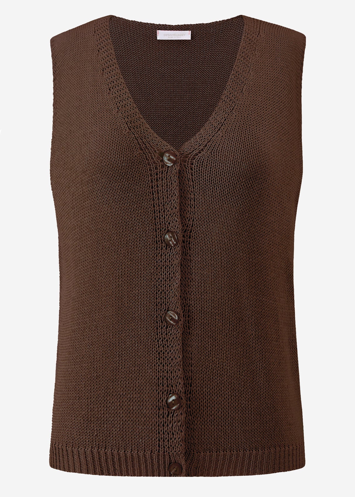 Sleeveless knitted vest - brown