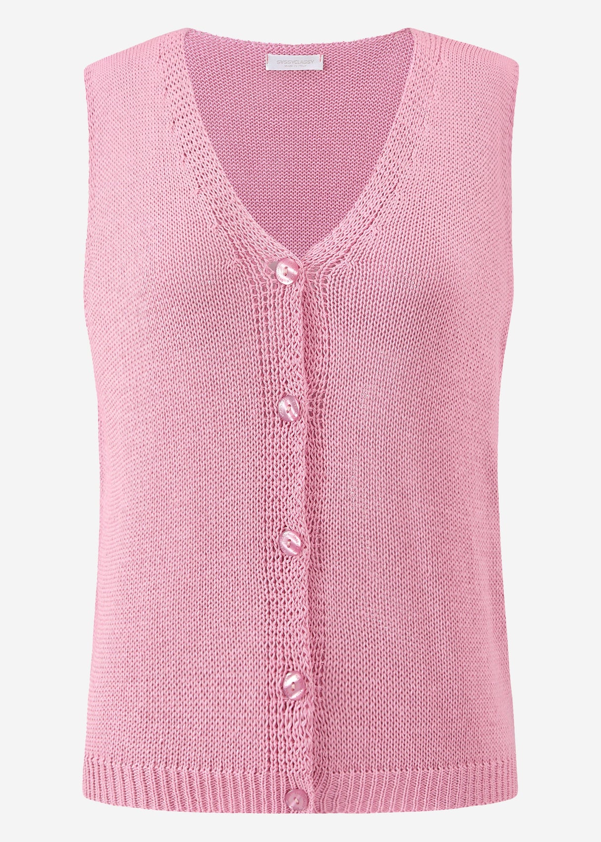 Sleeveless knitted vest - pink
