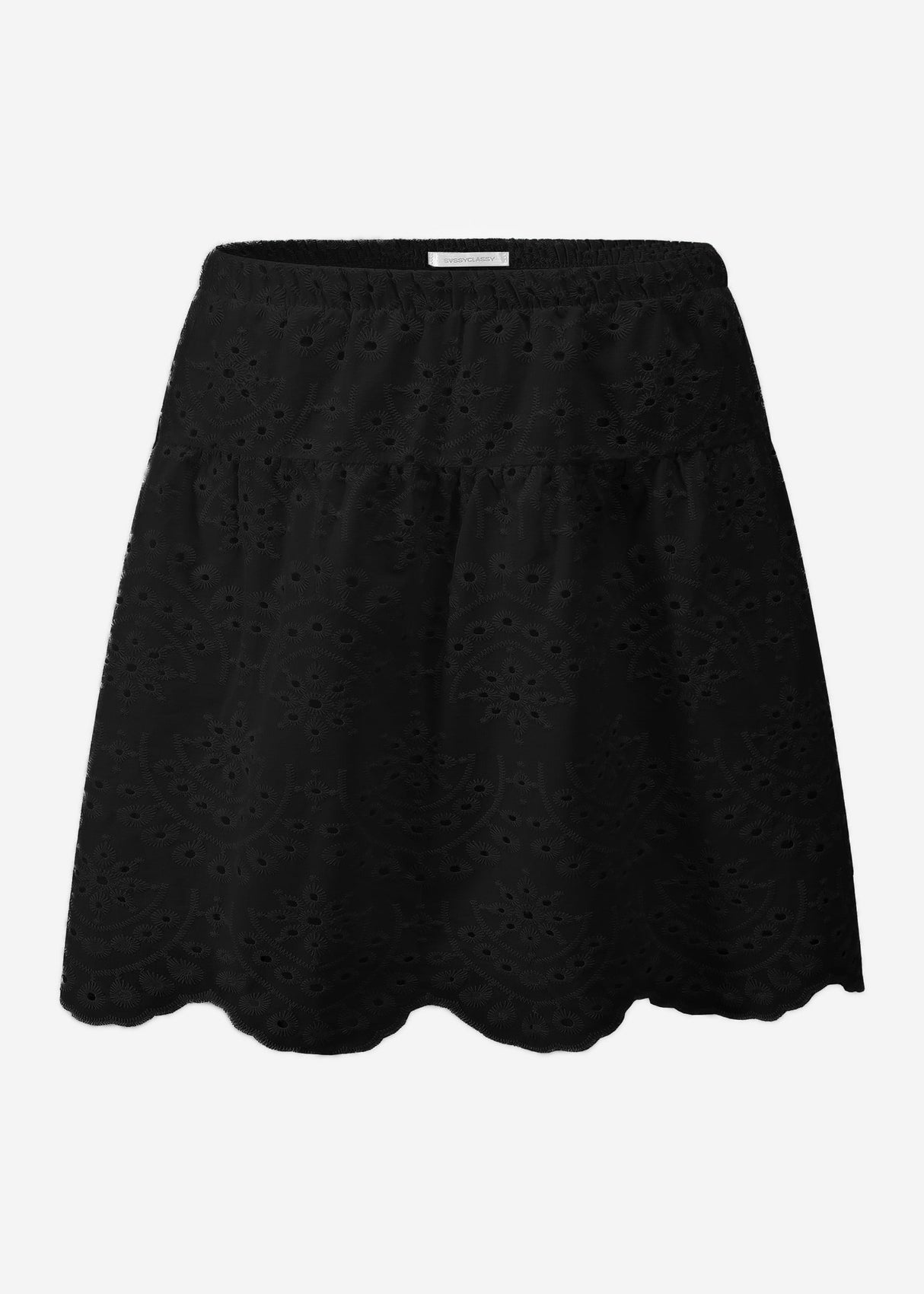 Skirt with eyelet embroidery - black