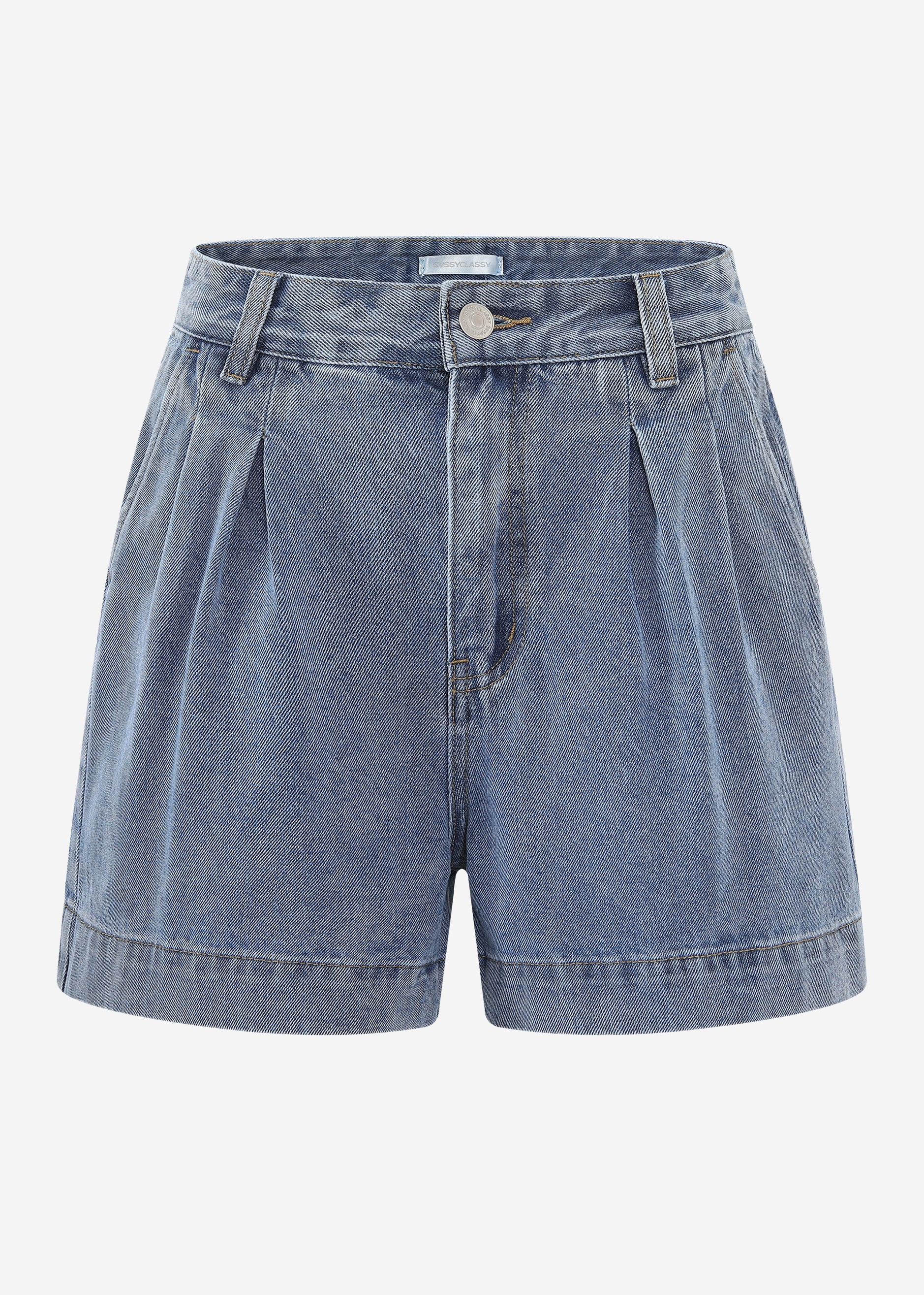 Wide high waist jeans shorts - light blue