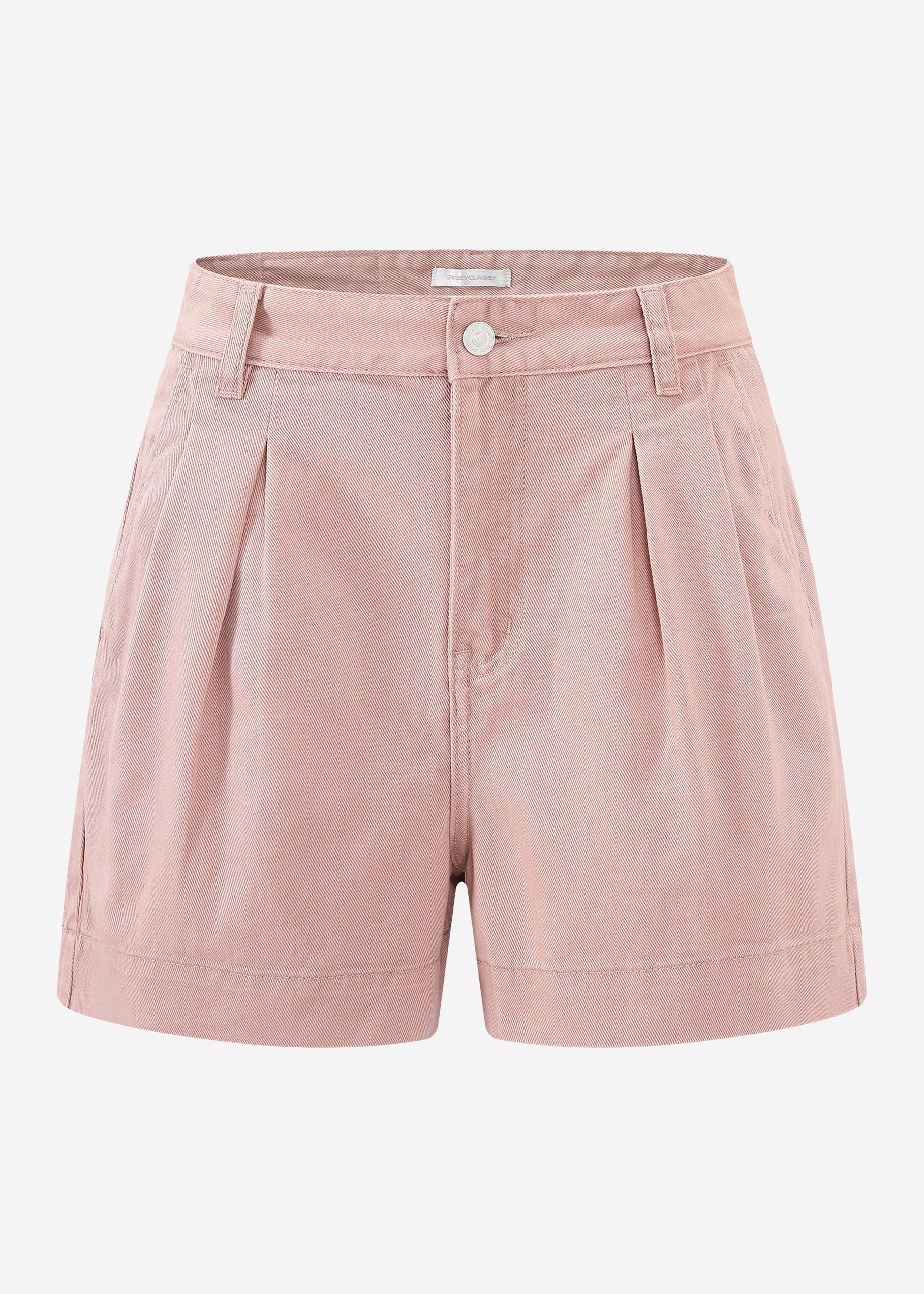 Weite High Waist Jeans Shorts - rosa