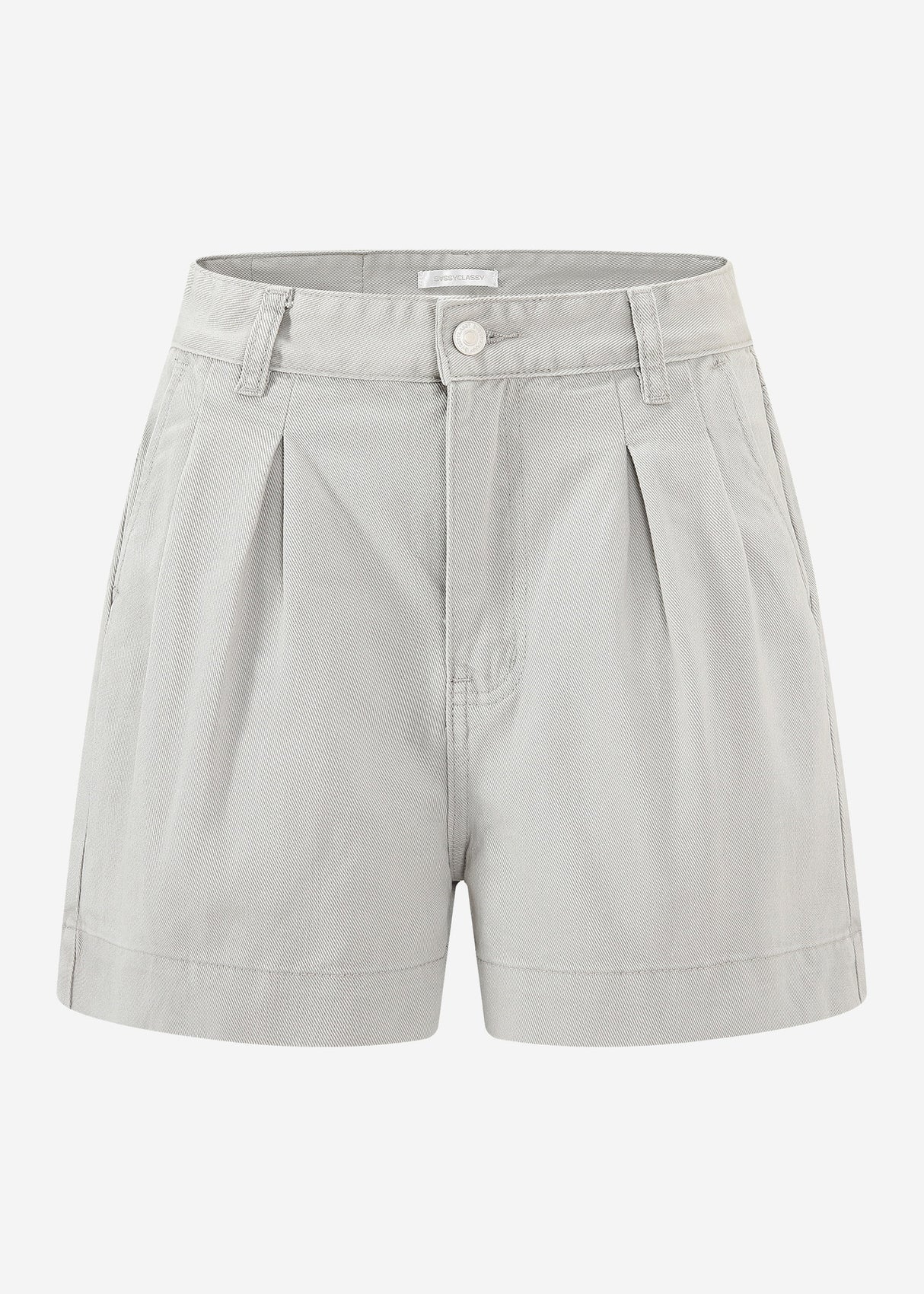 Wide High Waist Jeans Shorts - Greige