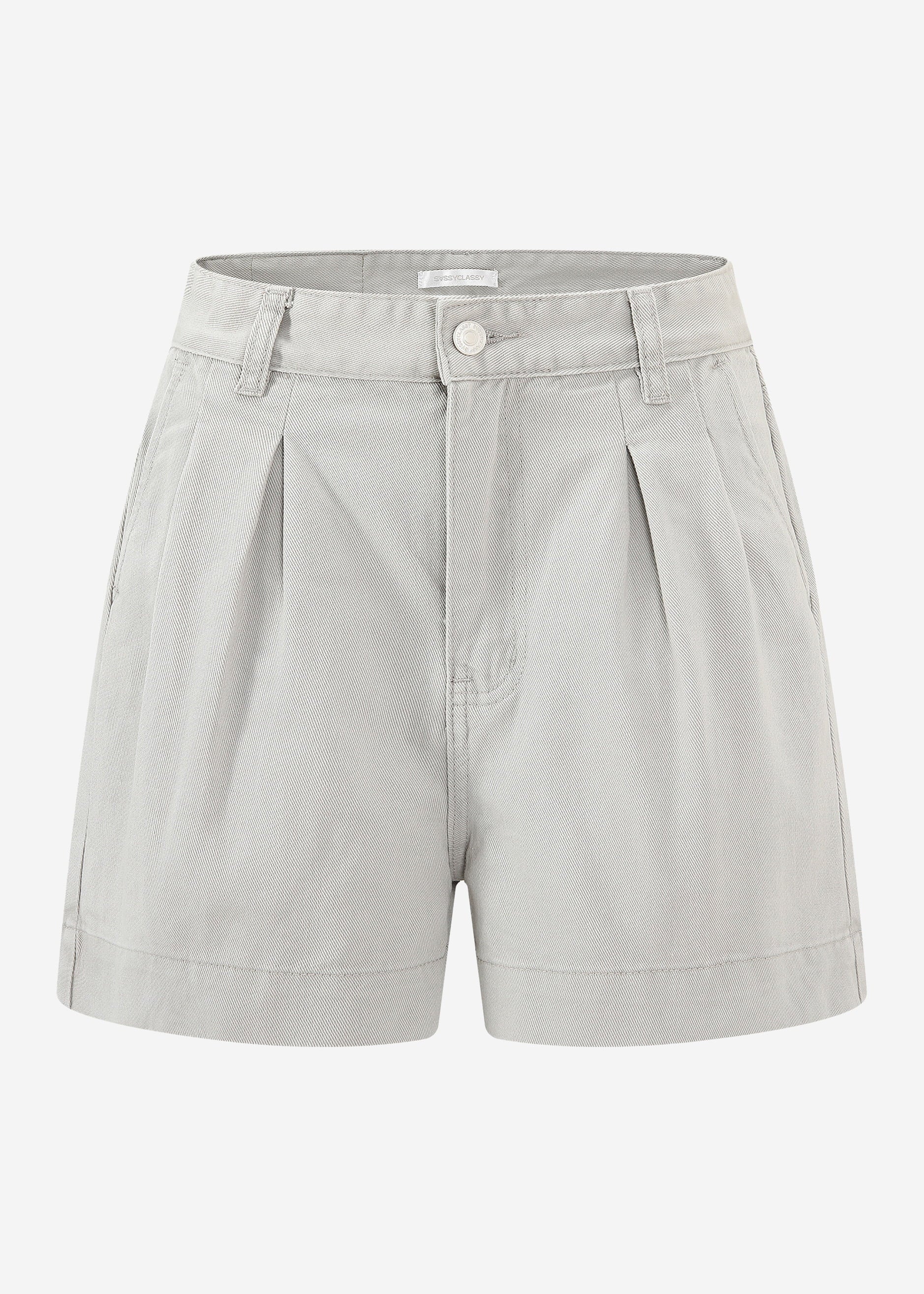 Wide High Waist Jeans Shorts - Greige