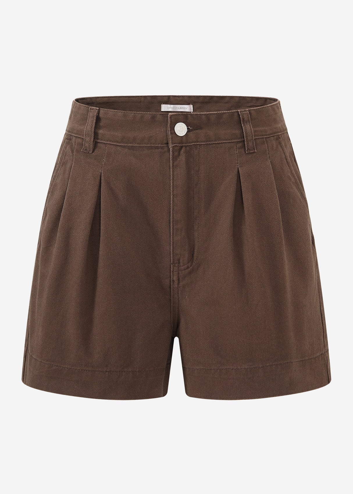 Weite High Waist Jeans Shorts - braun
