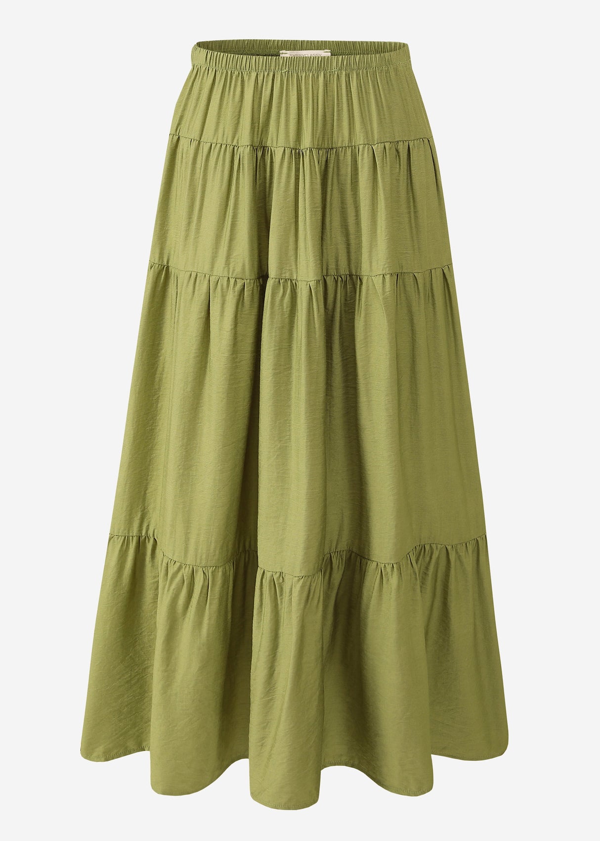 Glänzender Maxi Volantrock - khaki
