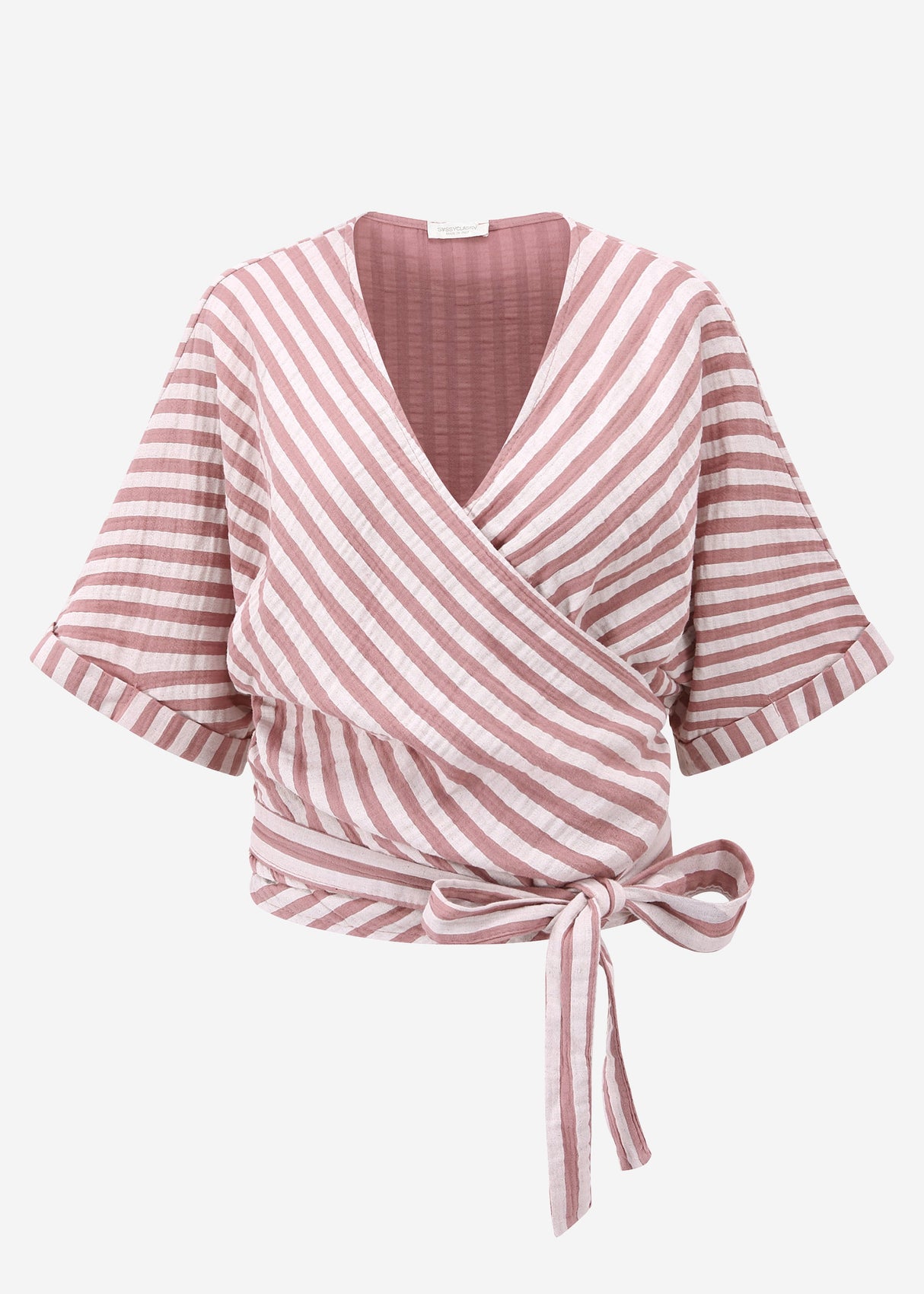 Striped Musselin Wickel Blouse - Altrosa