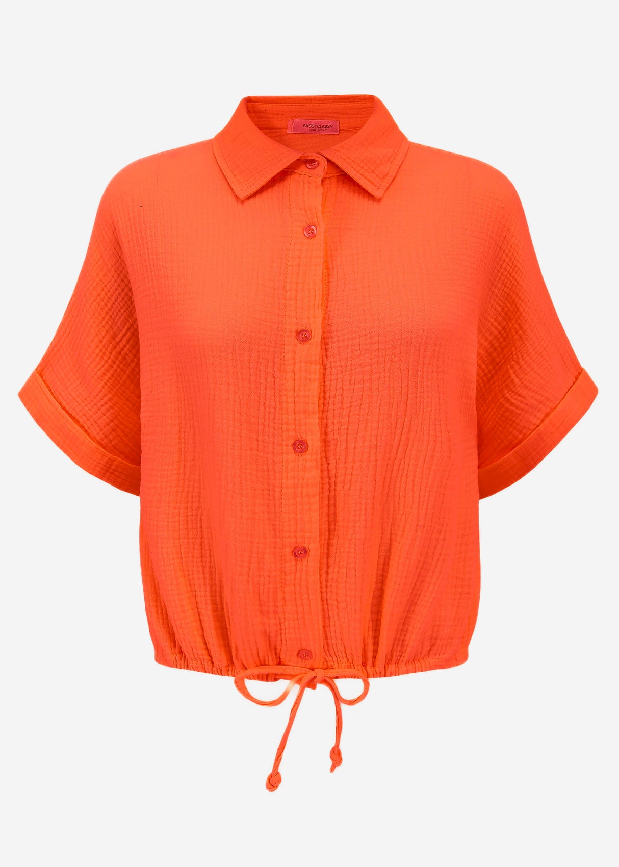 Musselin Bluse mit Zugband - orange