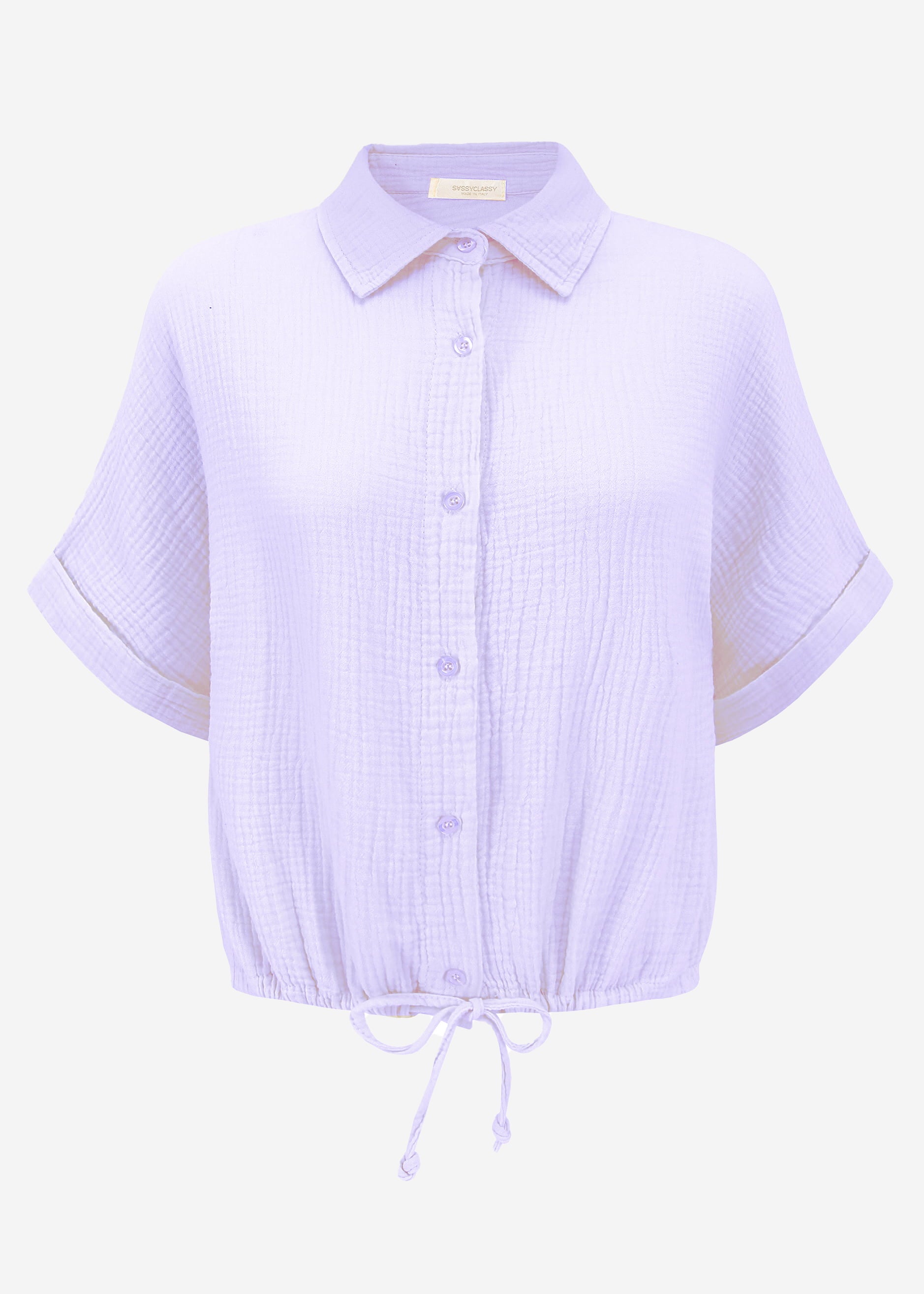 Musselin blouse with a train tape - lilac