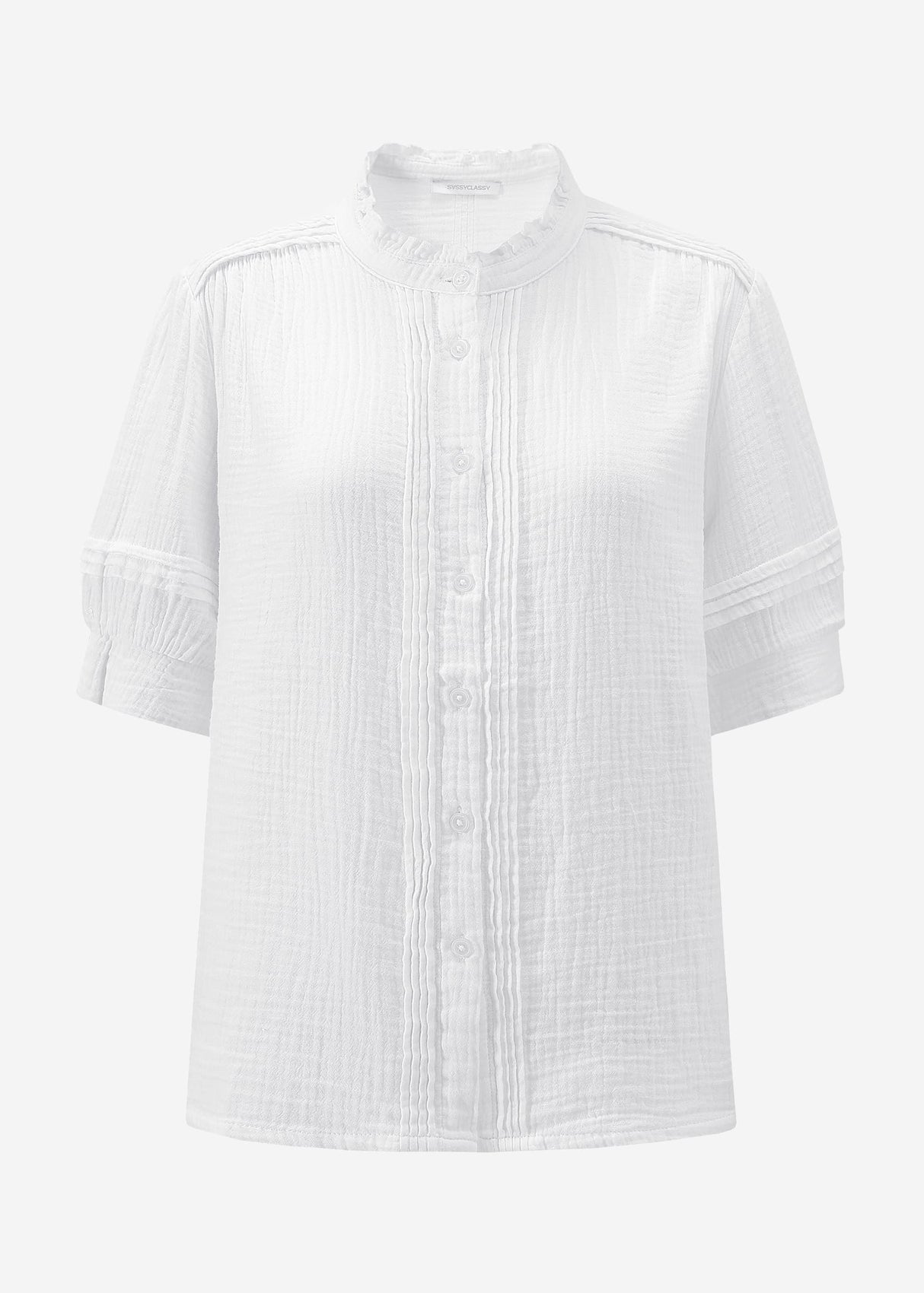 Kurzarm Musselin Bluse - weiß