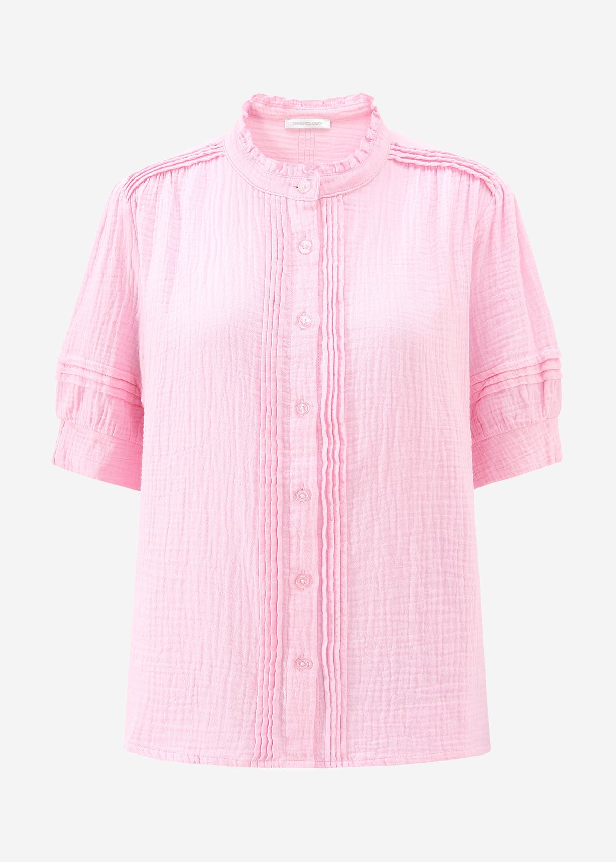 Halbarm Musselin Bluse - rosa