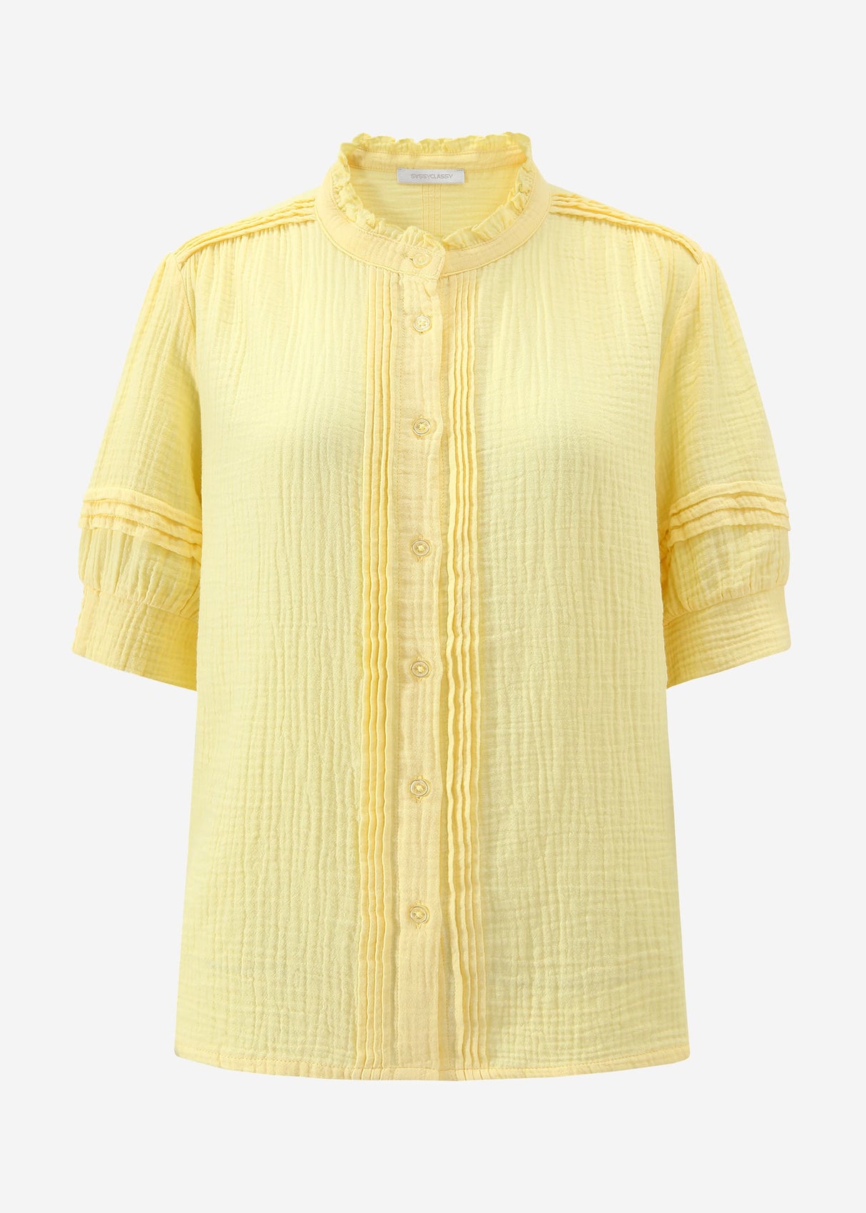 Kurzarm Musselin Bluse - buttergelb