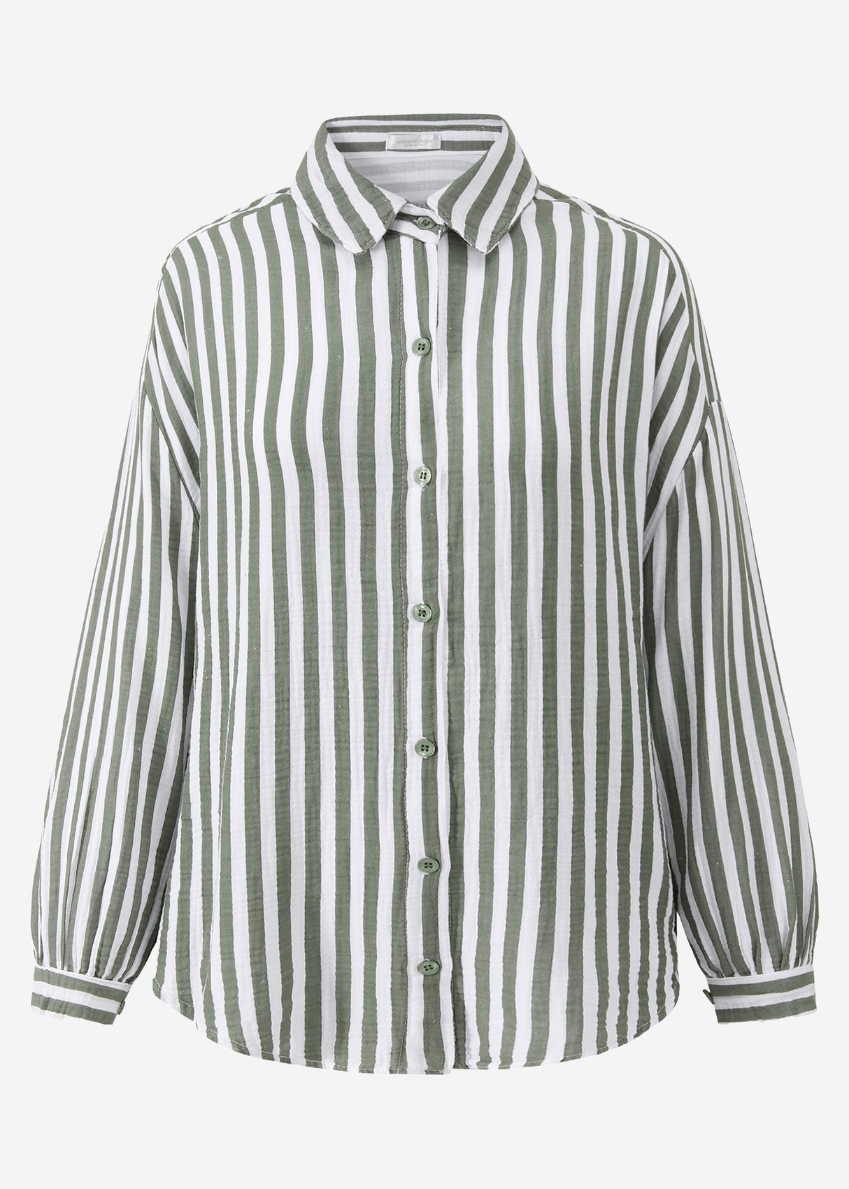 Striped oversize musselin blouse - khaki