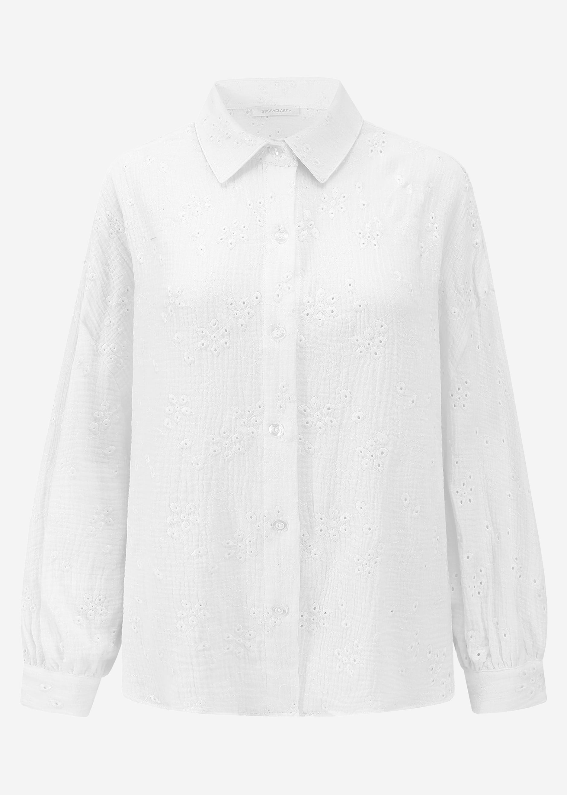 Musselin blouse with hole embroidery - off-white