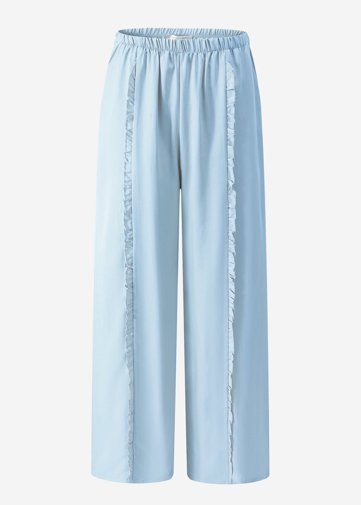 Pants with a wide leg and rüsch details - light blue