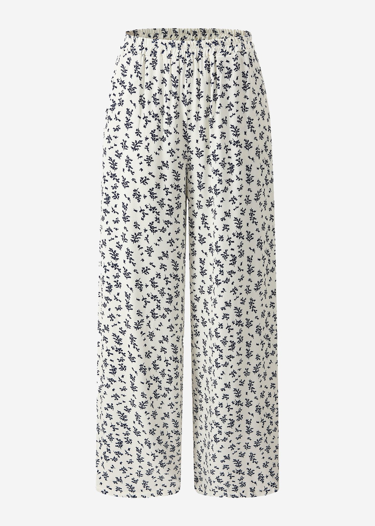 Pants with a wide leg and floral print - off-white