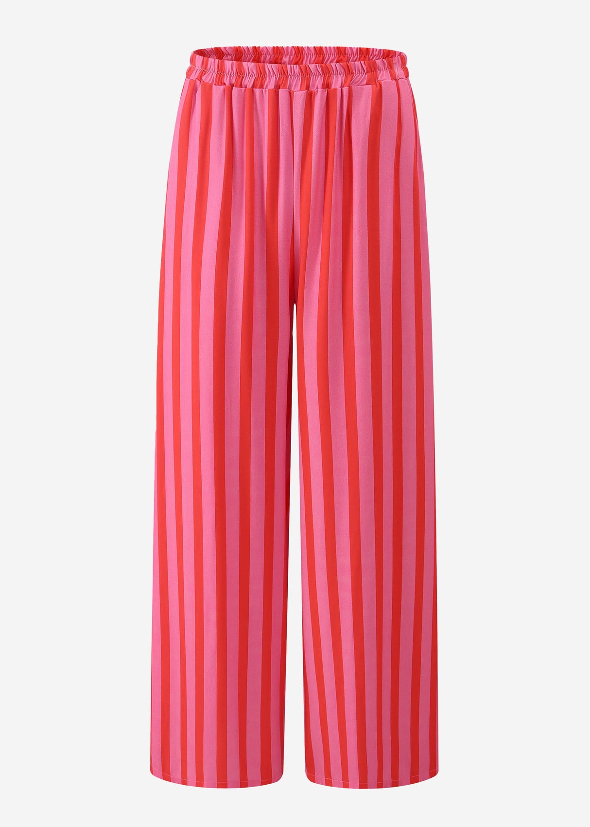 Striped pants with wide leg - pink