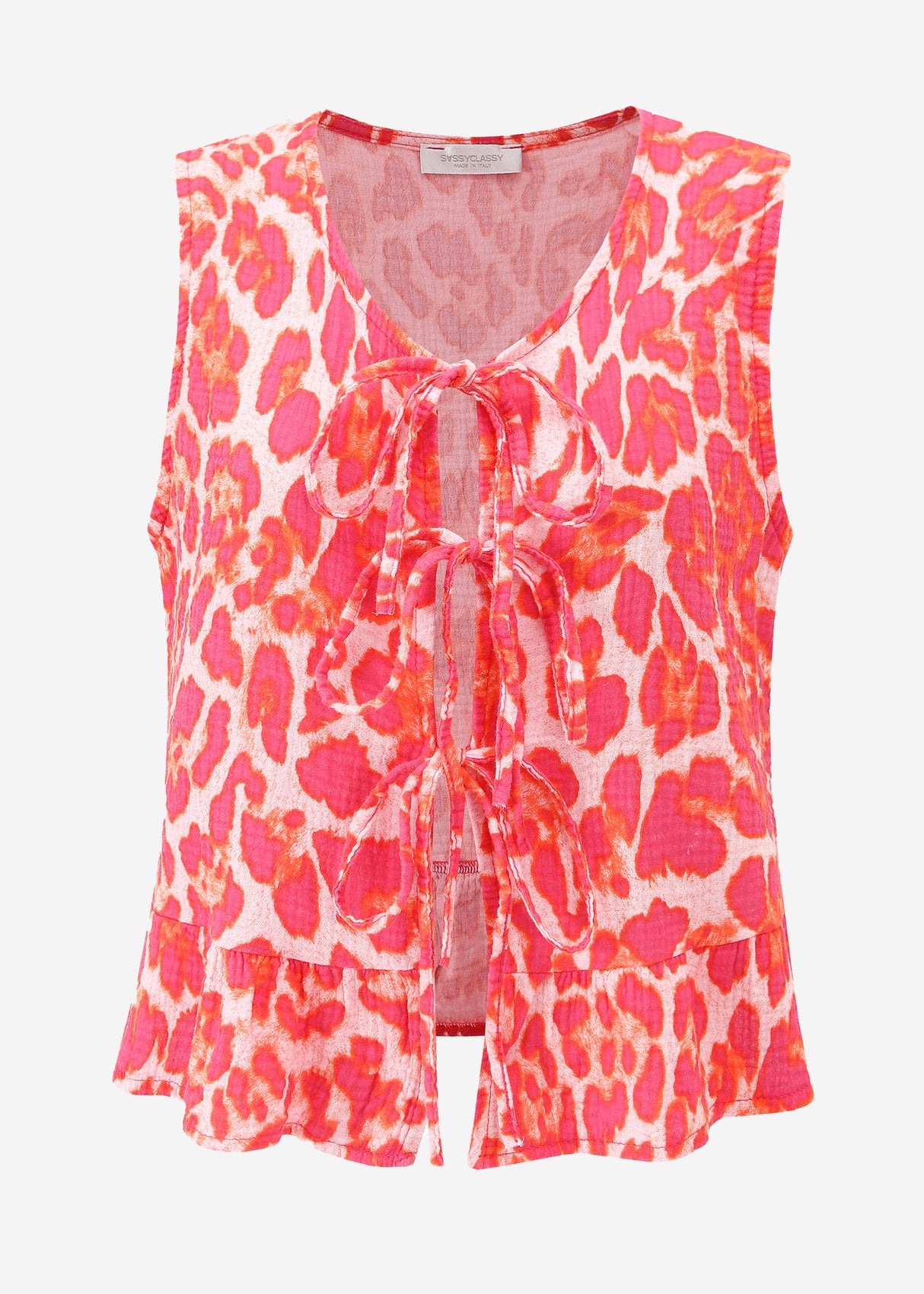 Leo Musselin Top with loop closure - pink