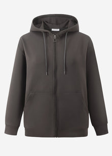 Oversized hooded sweat jacket - grey
