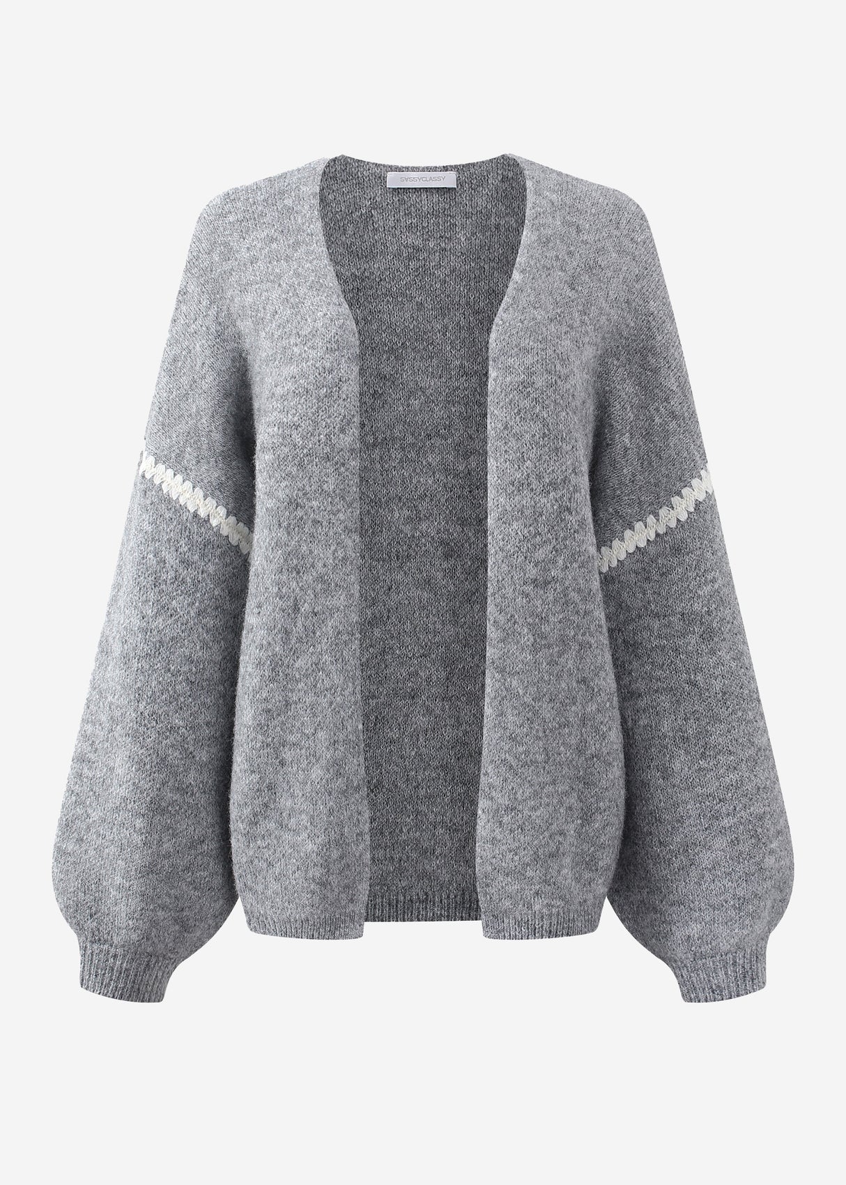 Cardigan with decorative stitching - gray