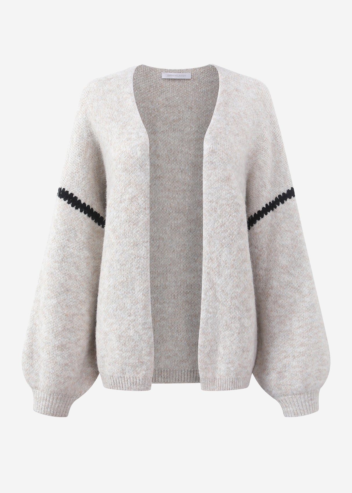 Cardigan with decorative stitching - beige