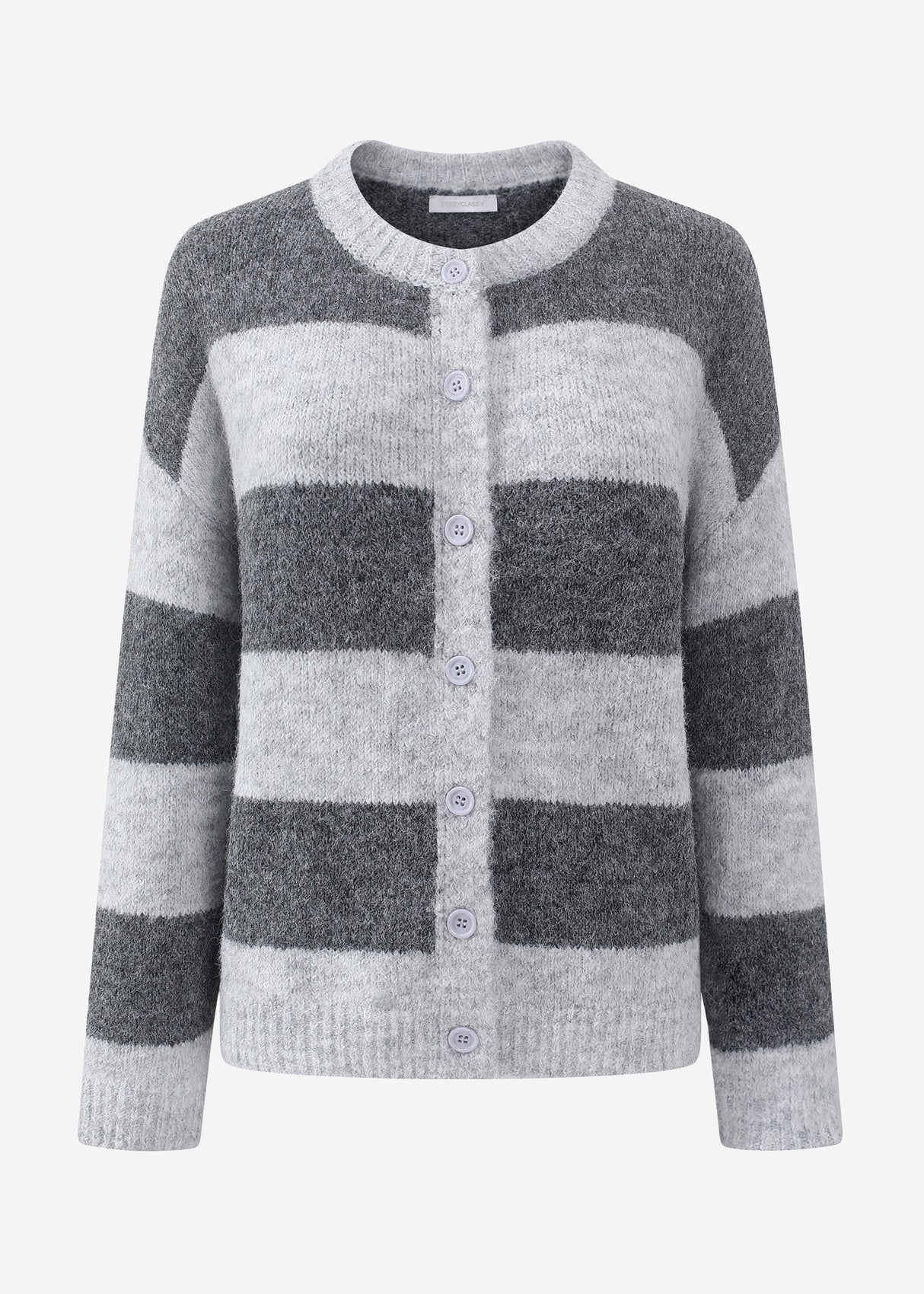 Cardigan with block strips - gray